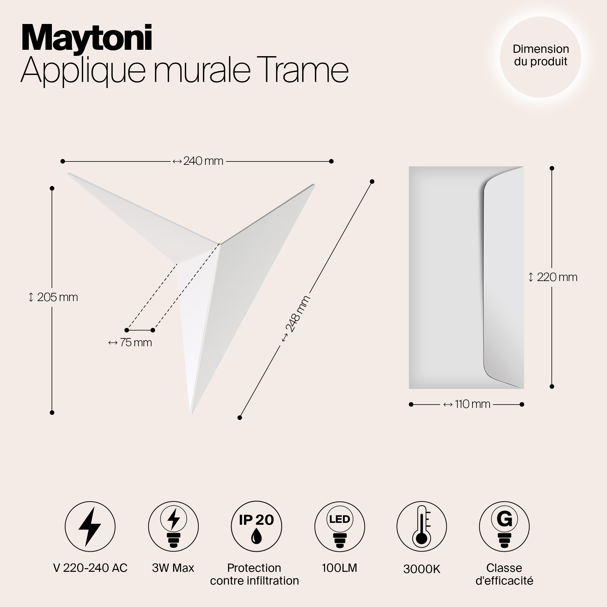 картинка Настенный светодиодный светильник Maytoni Trame C808WL-L3W от магазина pro-decor.kz
