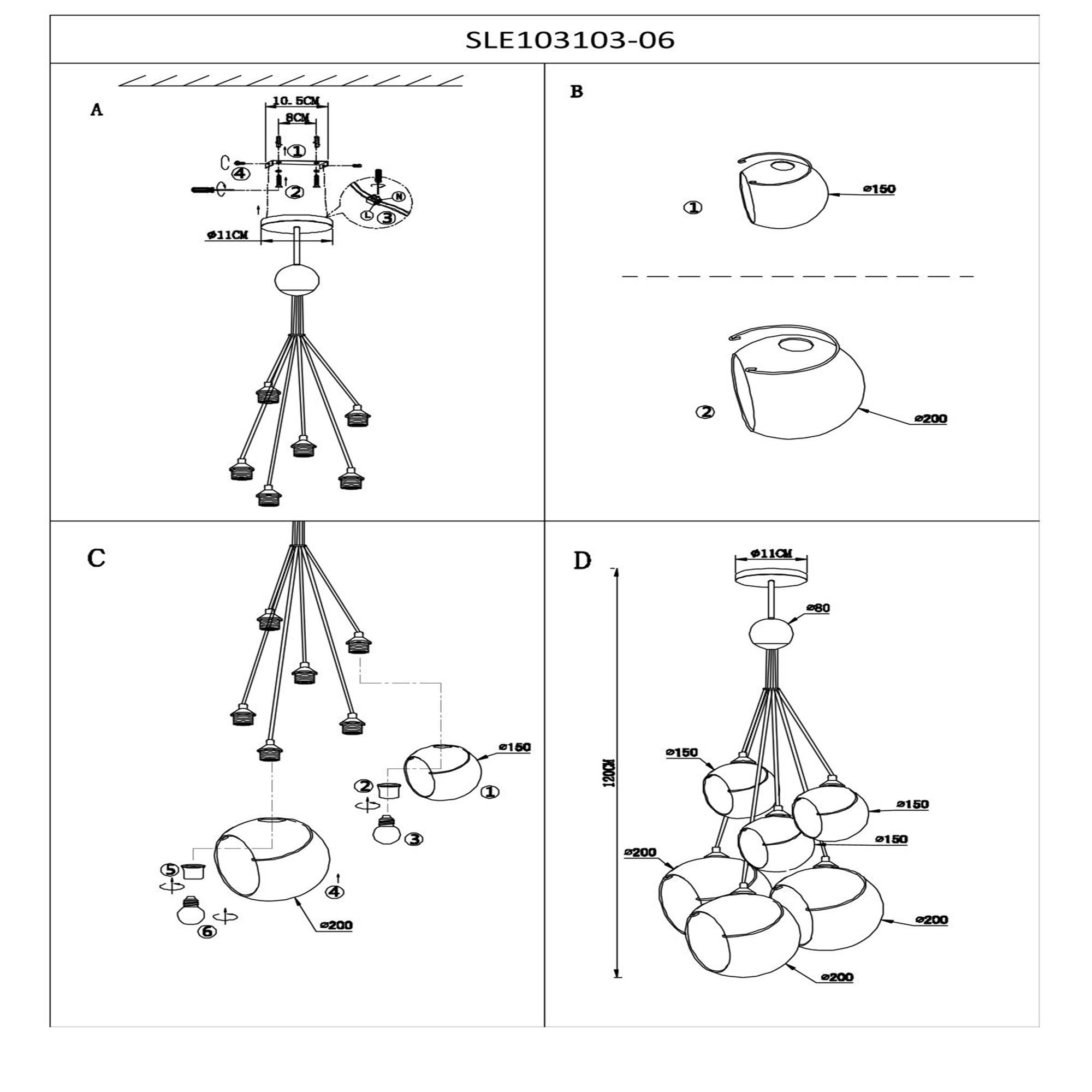 картинка Подвесная люстра Evoluce Satturo SLE103103-06 от магазина pro-decor.kz