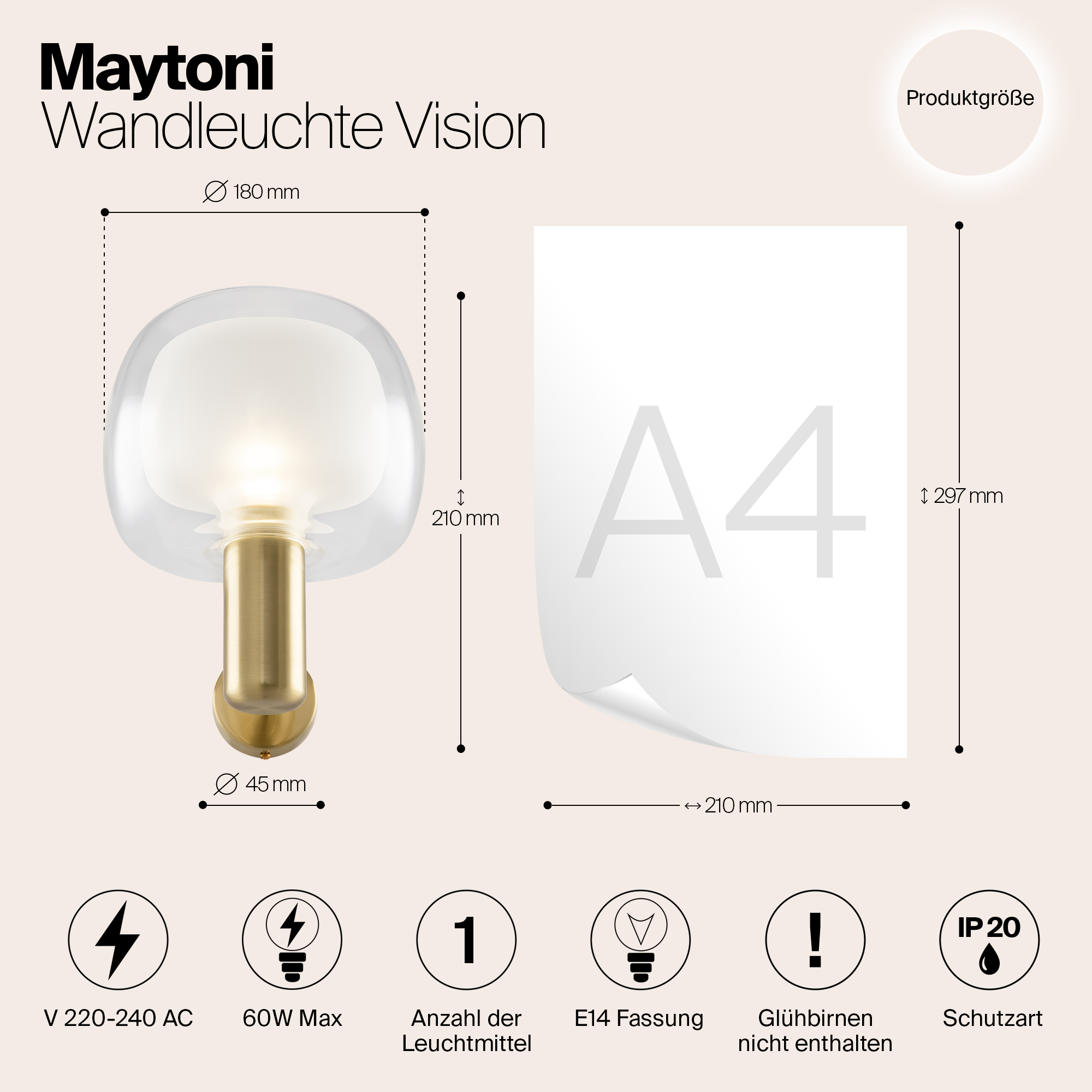 картинка Настенный светильник (бра) Maytoni MOD411WL-01G от магазина pro-decor.kz