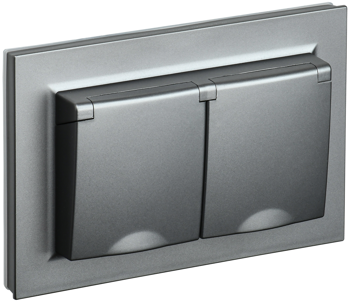 картинка BRITE Роз. 2-я с кр. 16А в сб IP44 РСбш12-3-44-БрС сталь IEK от магазина pro-decor.kz