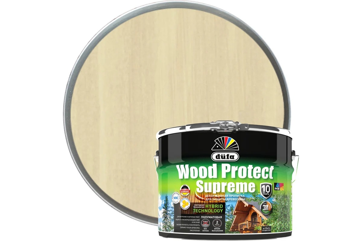 Купить Dufa Пропитка WOOD PROTECT Supreme, бесцветная 9л Dufa Пропитка WOOD PROTECT Supreme, бесцветная 9л