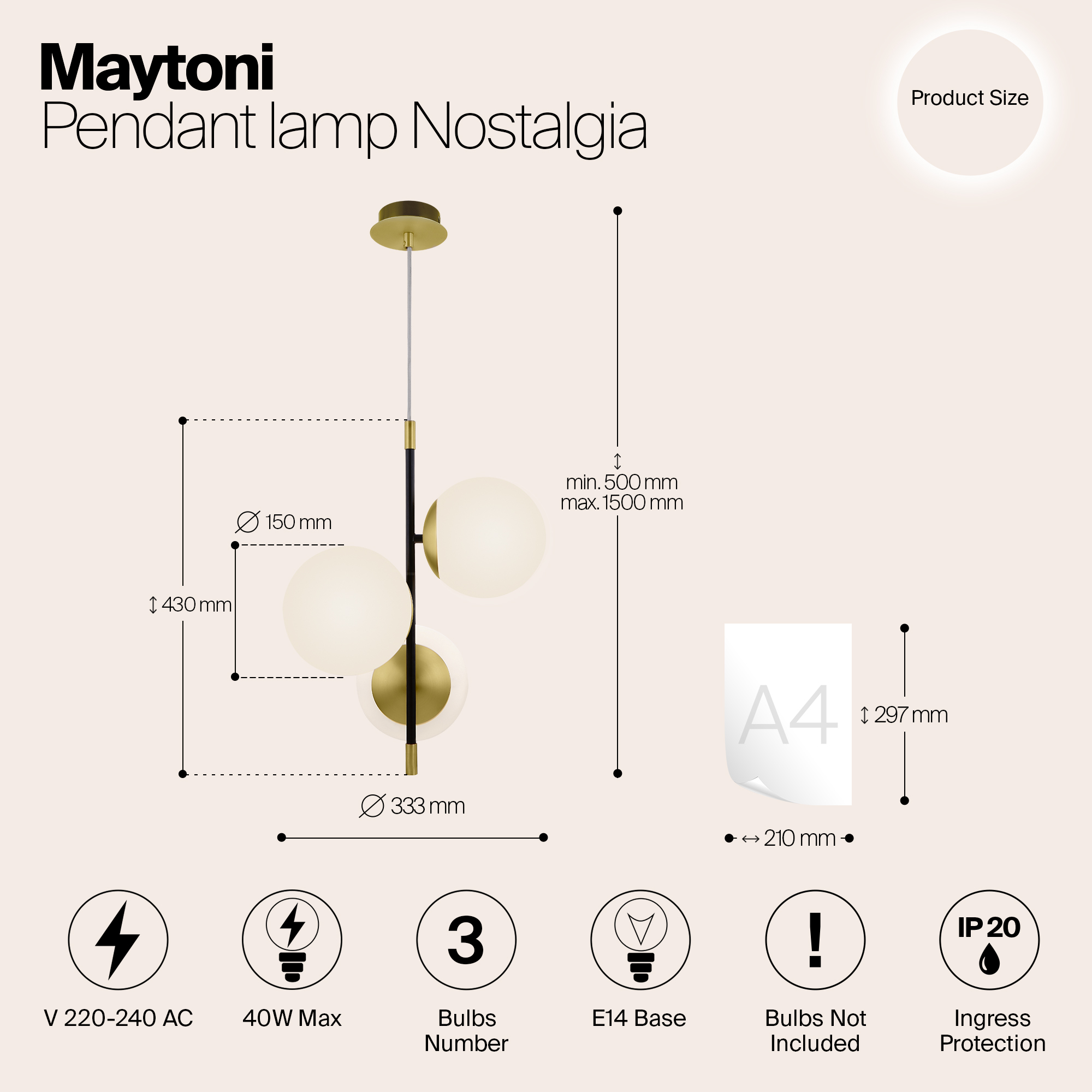 картинка Подвесной светильник Maytoni Nostalgia MOD048PL-03G от магазина pro-decor.kz