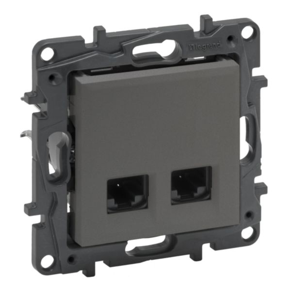 картинка NILOE STEP Информационная розетка двойная 2ХRJ45 Кат.6 UTP, цвет Сталь от магазина pro-decor.kz