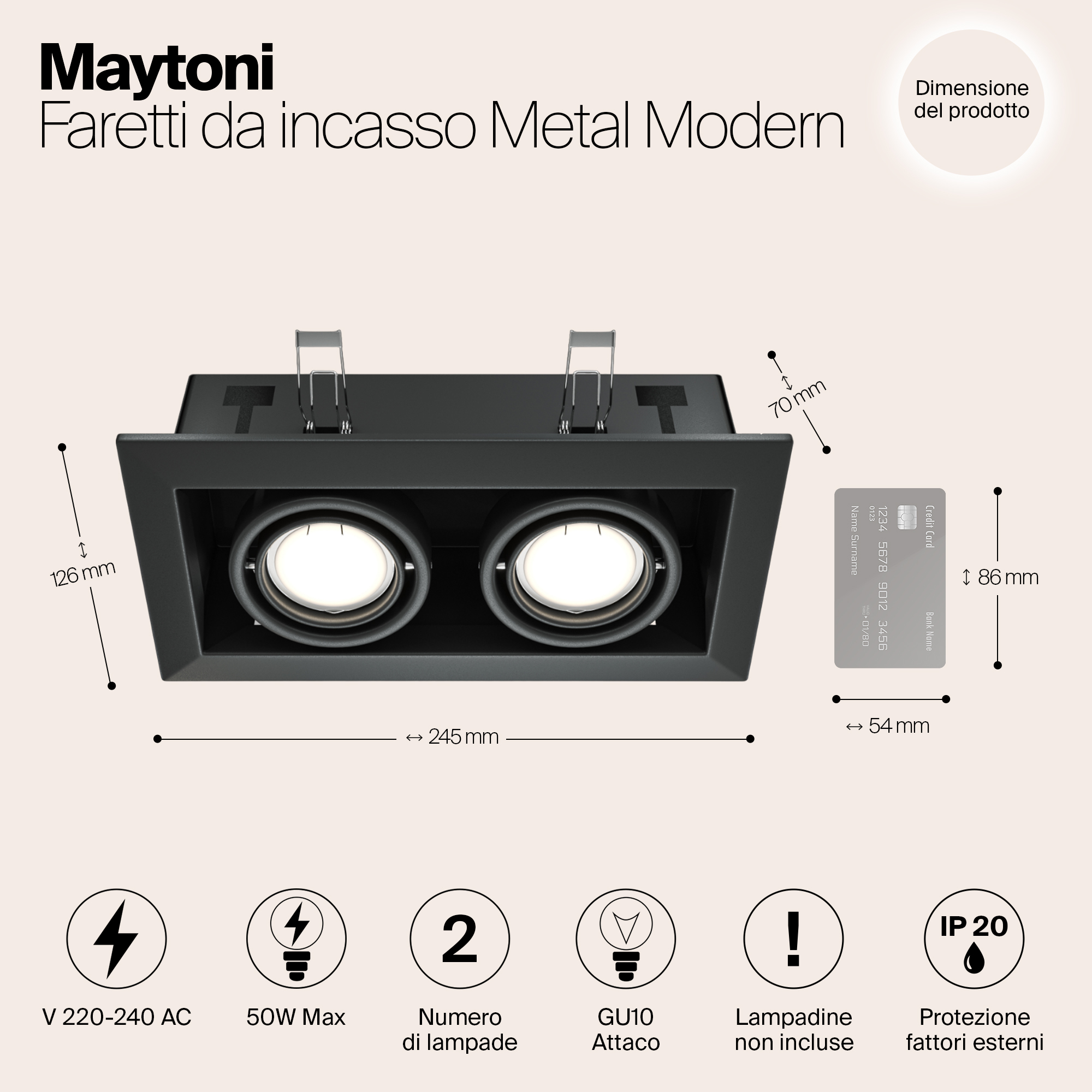 картинка Встраиваемый светильник Maytoni Metal DL008-2-02-B от магазина pro-decor.kz