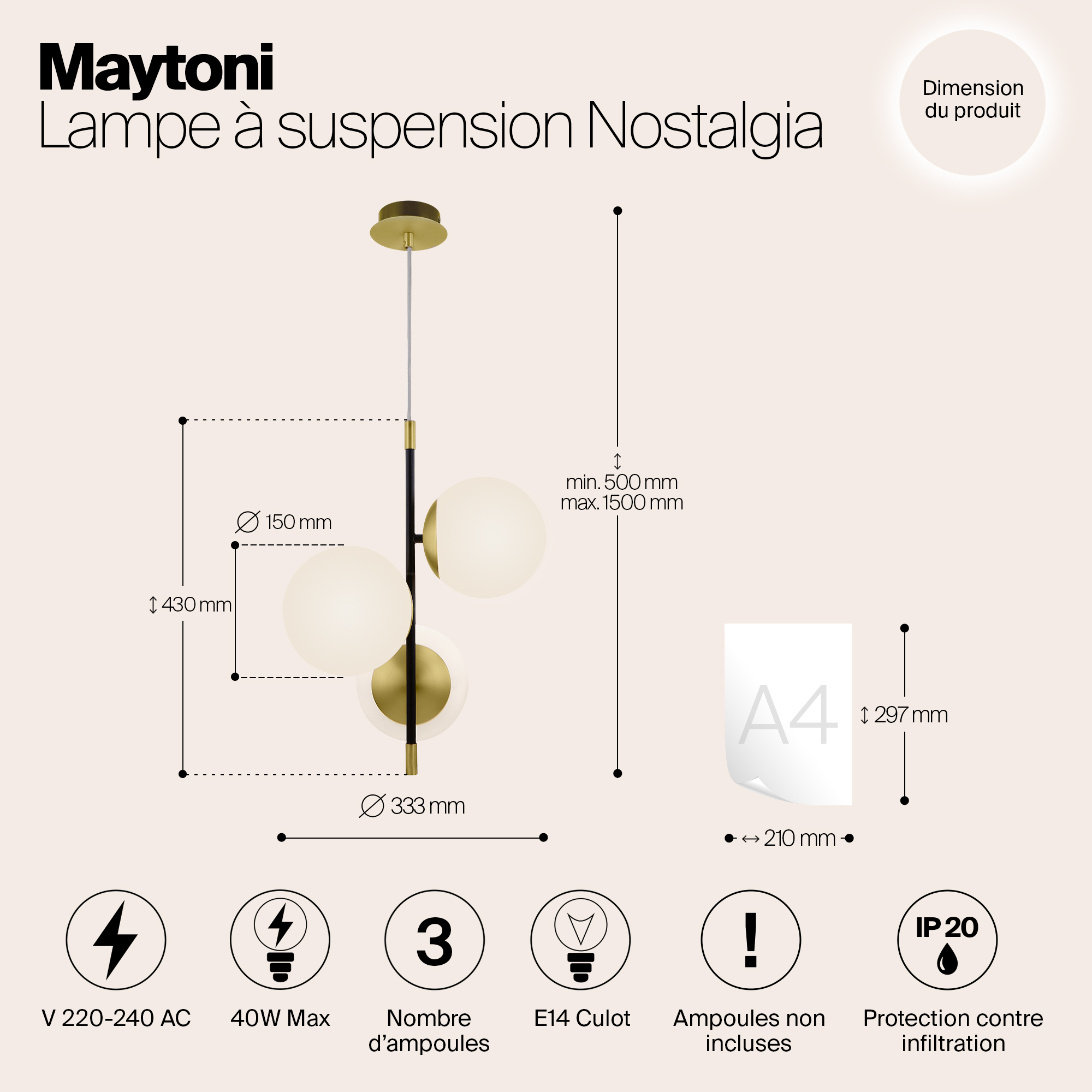 картинка Подвесной светильник Maytoni Nostalgia MOD048PL-03G от магазина pro-decor.kz