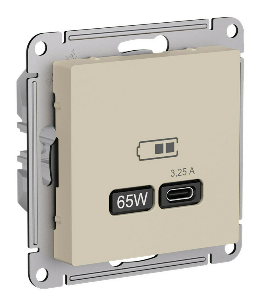 картинка Розетка USB AtlasDesign тип-C 65Вт высокоскор. заряд. QC PD механизм песочн. SE ATN001227 магазин pro-decor.kz являющийся официальным дистрибьютором в Казахстане картинка Розетка USB AtlasDesign тип-C 65Вт высокоскор. заряд. QC PD механизм песочн. SE ATN001227 от магазина pro-decor.kz