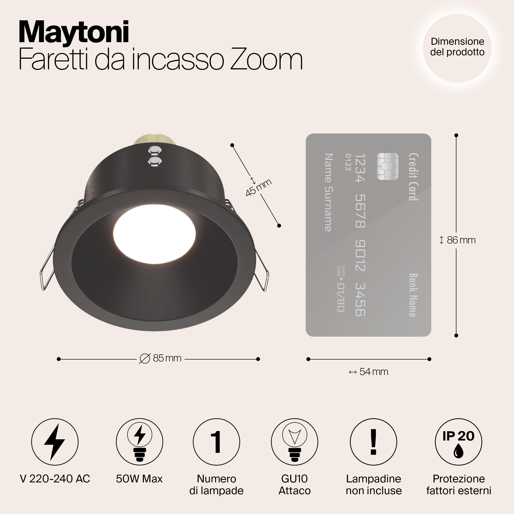 картинка Встраиваемый светильник Maytoni Zoom DL032-2-01B от магазина pro-decor.kz