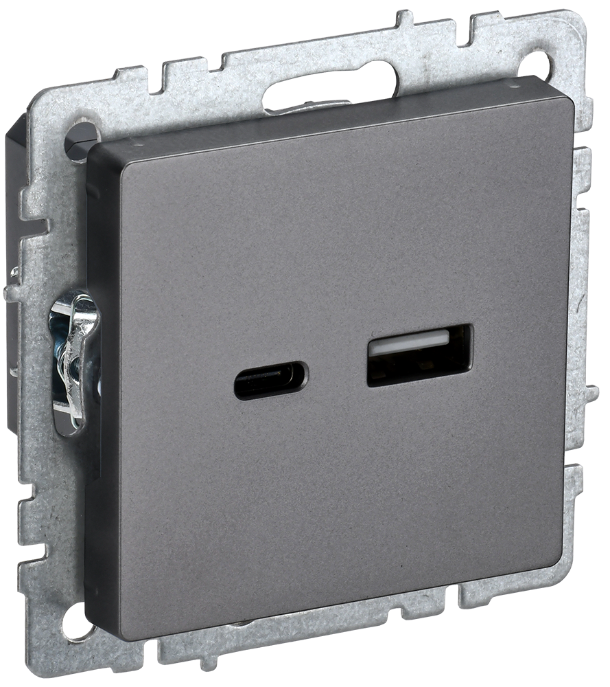 картинка BRITE Роз. USB A+C 18Вт РЮ11-1-БрС сталь IEK магазин pro-decor.kz являющийся официальным дистрибьютором в Казахстане картинка BRITE Роз. USB A+C 18Вт РЮ11-1-БрС сталь IEK от магазина pro-decor.kz