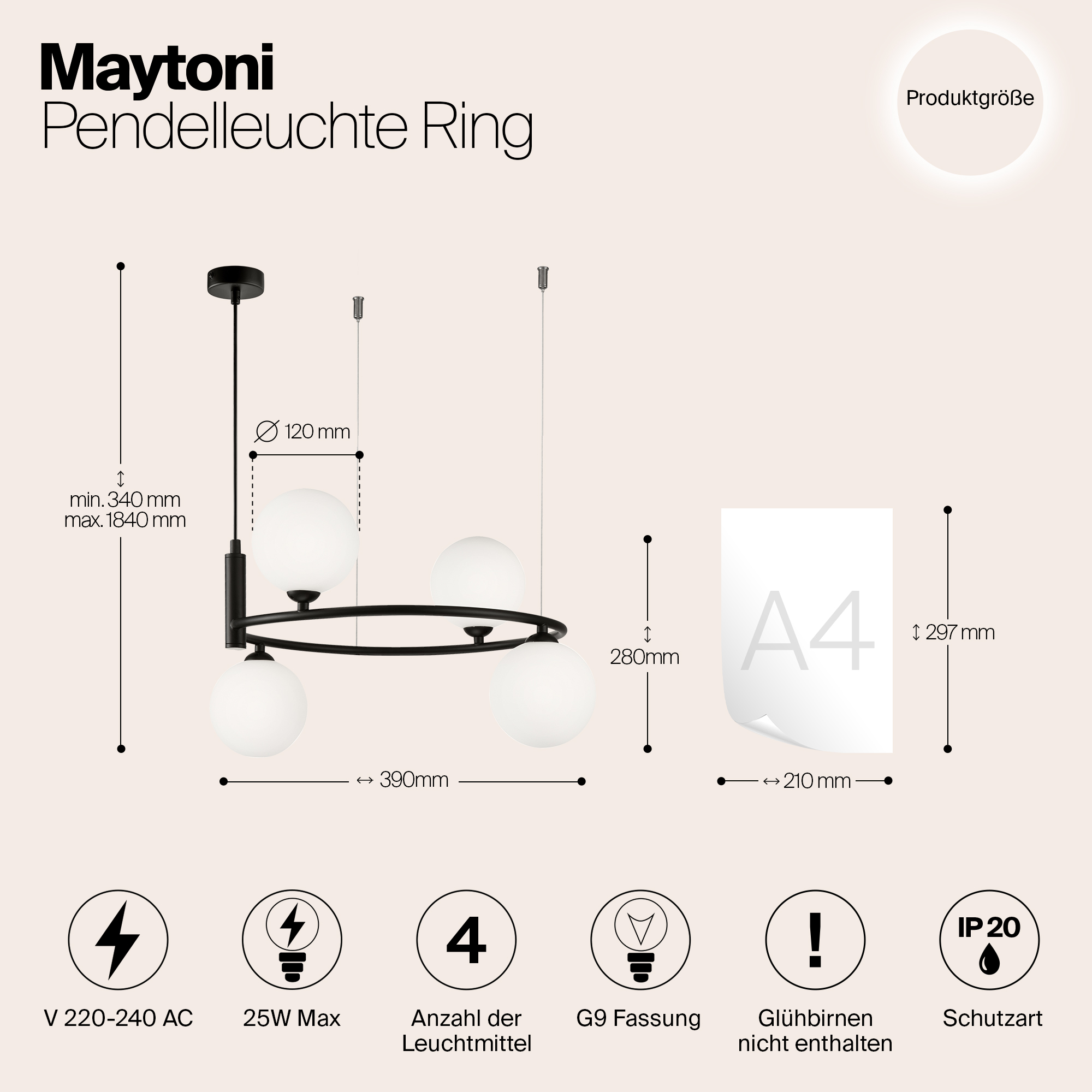 картинка Подвесная люстра Maytoni Ring MOD013PL-04B от магазина pro-decor.kz