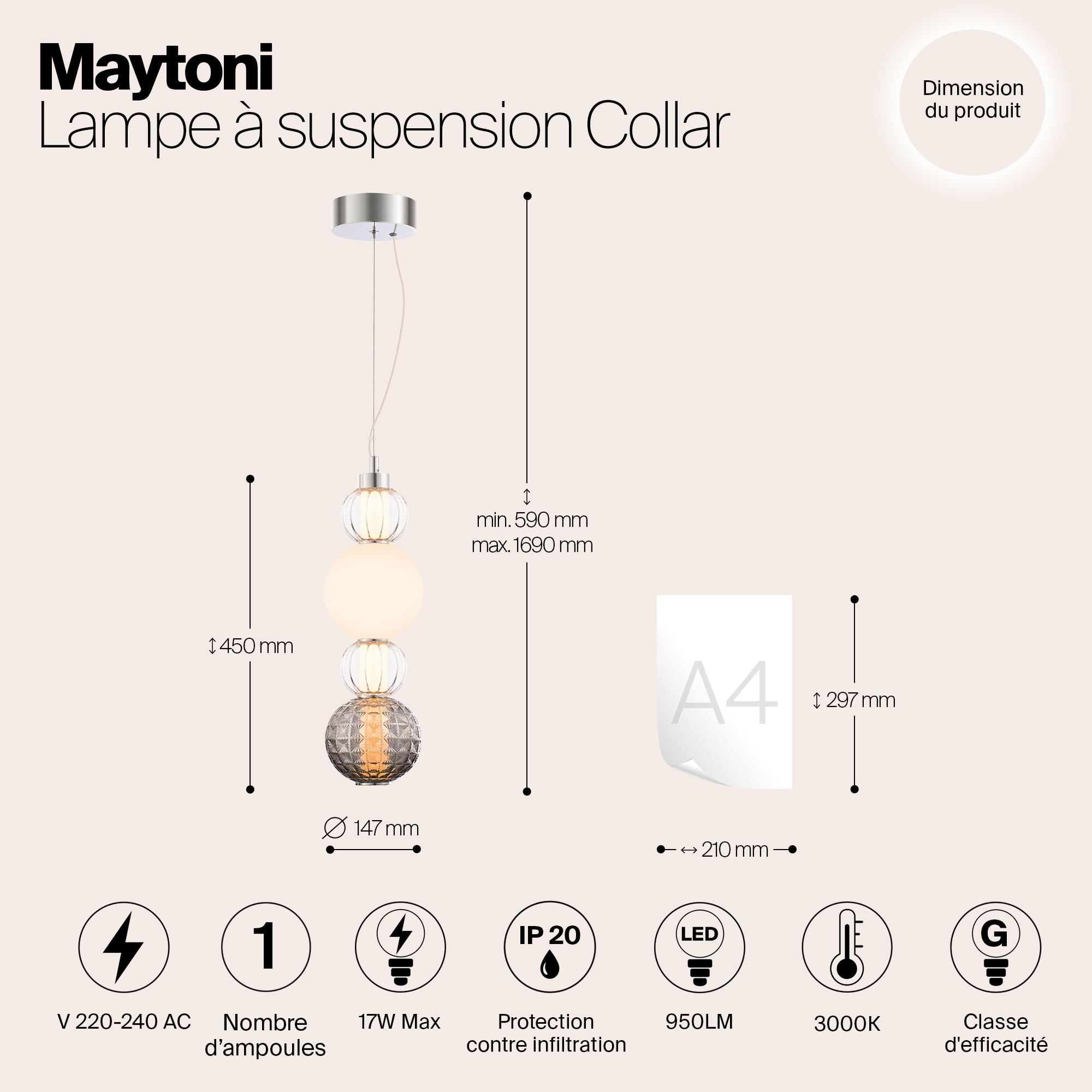 картинка Подвесной светодиодный светильник Maytoni Collar P069PL-L17CH3K от магазина pro-decor.kz