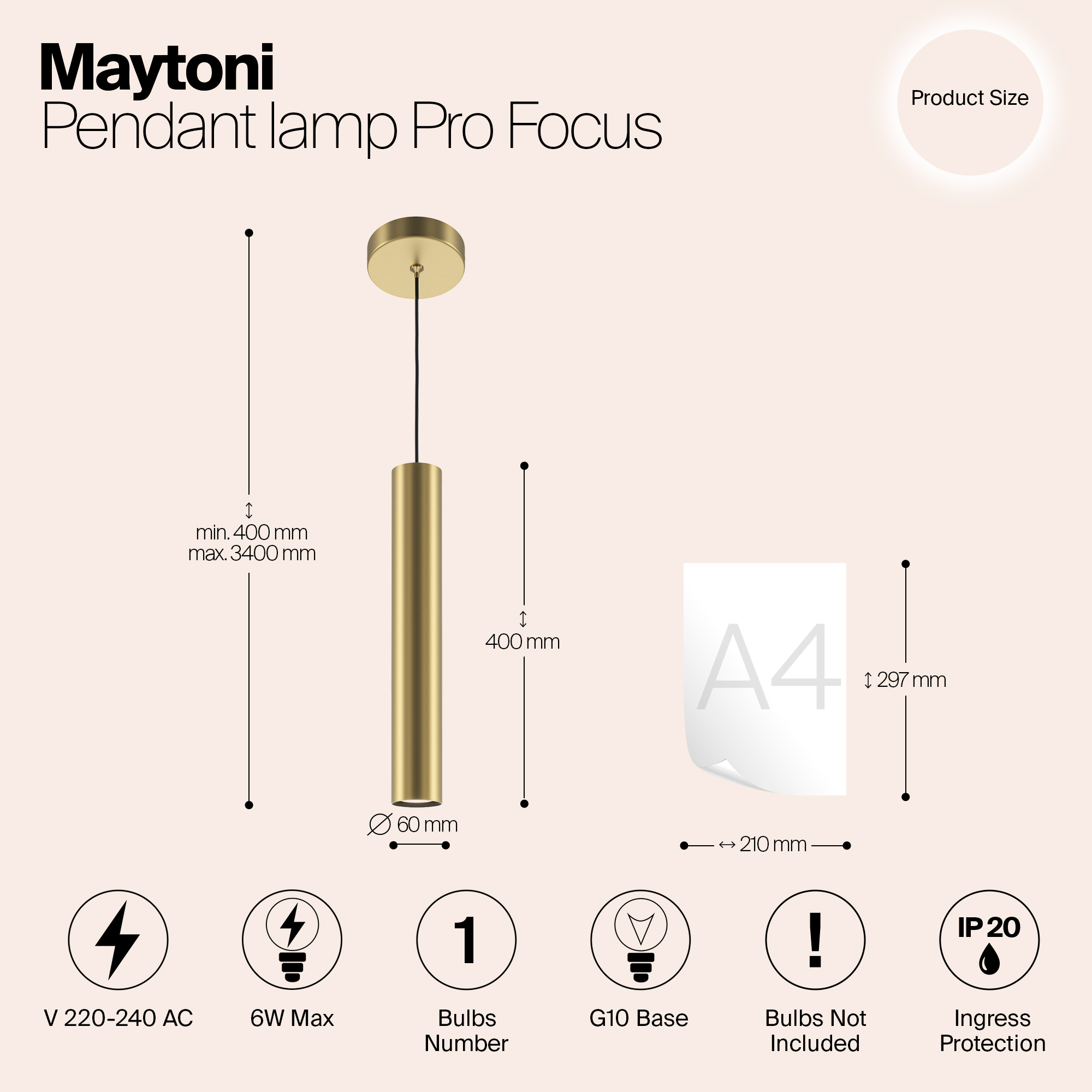 картинка Подвесной светильник Maytoni MOD161PL-01G1 магазин pro-decor.kz являющийся официальным дистрибьютором в Казахстане картинка Подвесной светильник Maytoni MOD161PL-01G1 от магазина pro-decor.kz