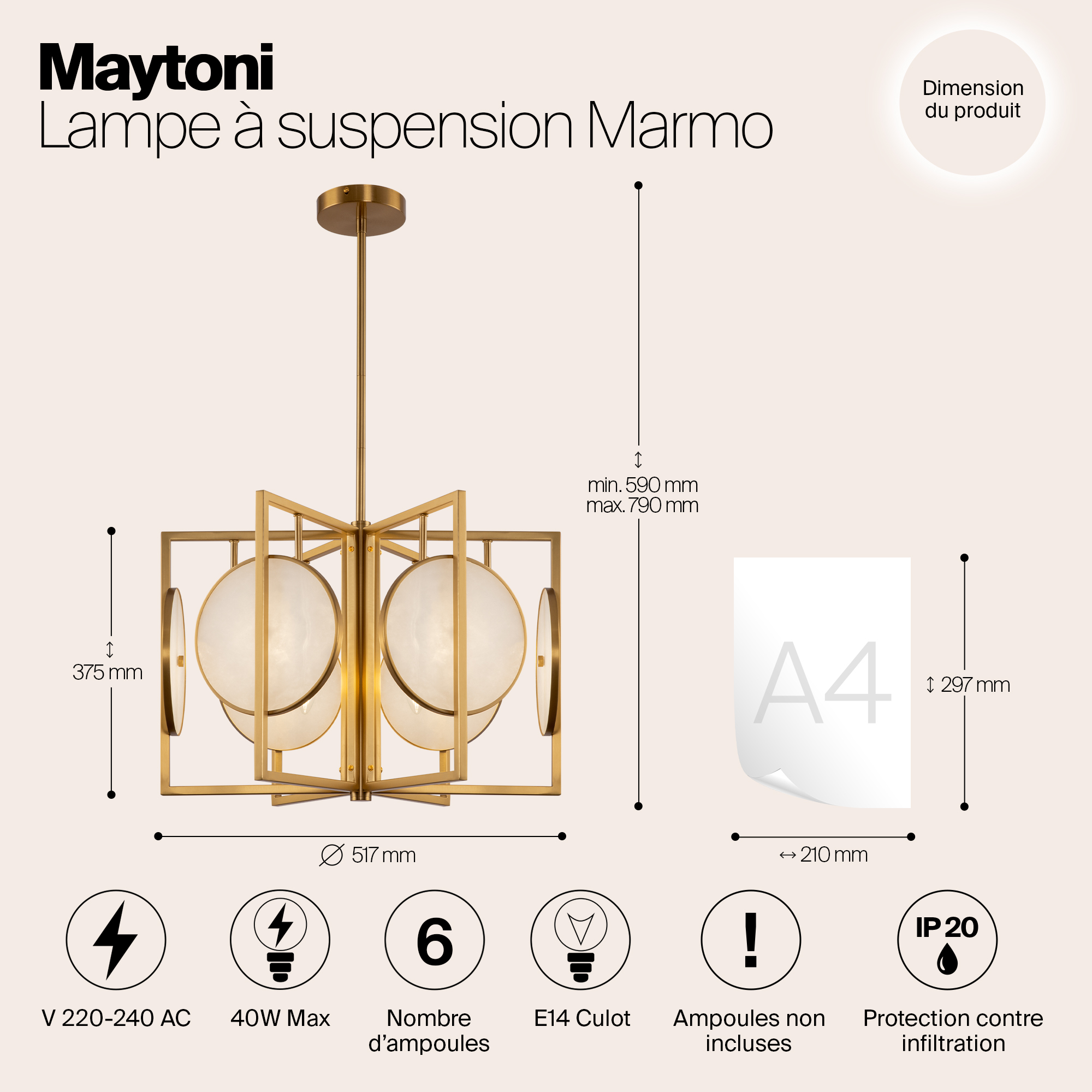 картинка Подвесной светильник Maytoni MOD099PL-06G от магазина pro-decor.kz