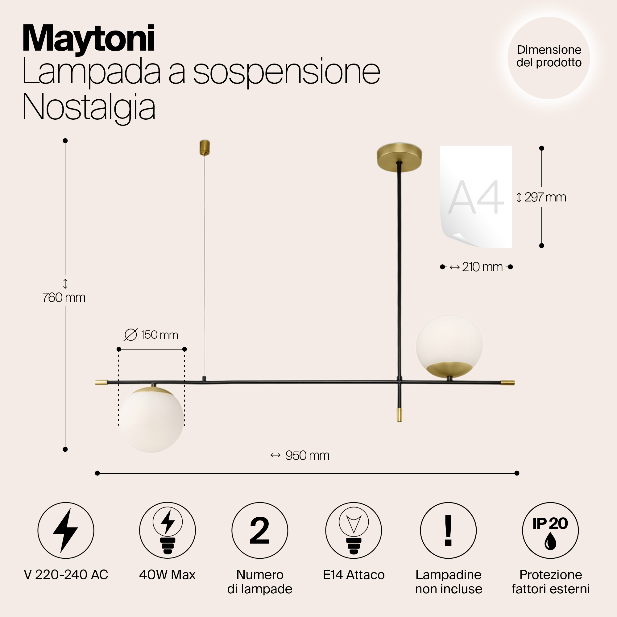 картинка Подвесной светильник Maytoni Nostalgia MOD048PL-02G от магазина pro-decor.kz