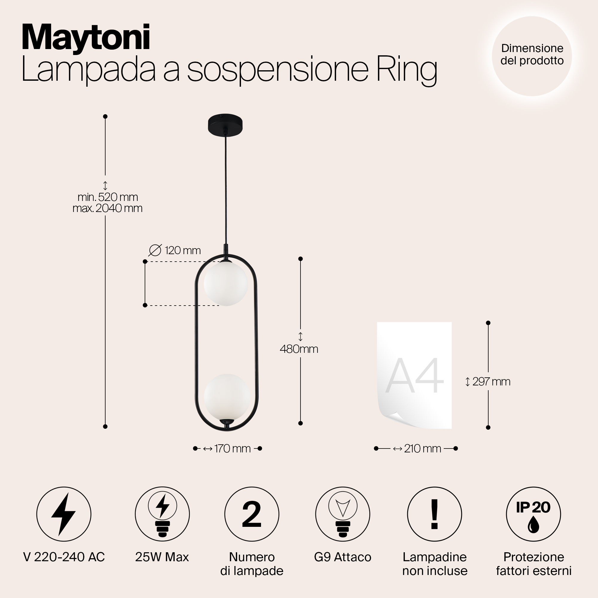 картинка Подвесной светильник Maytoni Ring MOD013PL-02B от магазина pro-decor.kz