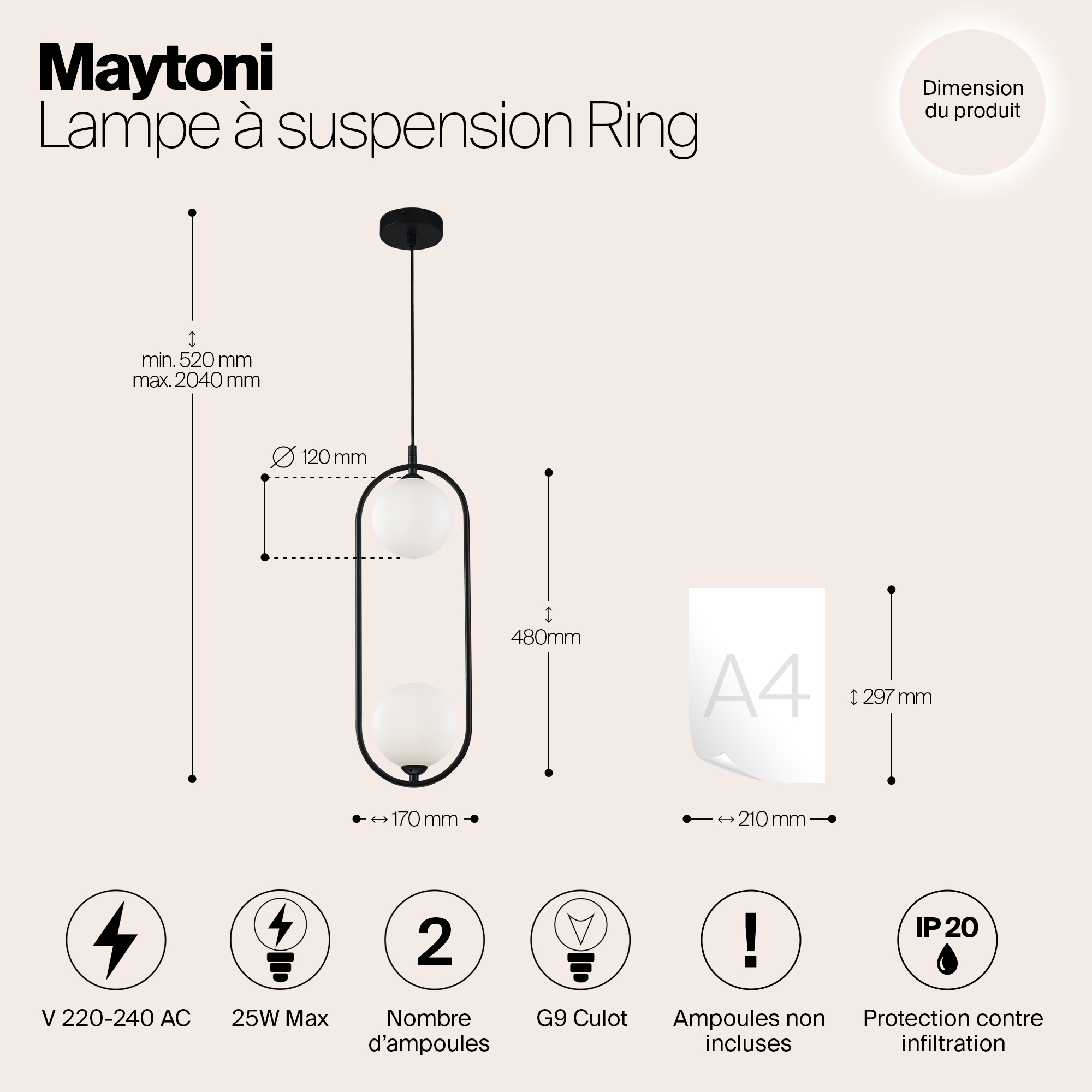 картинка Подвесной светильник Maytoni Ring MOD013PL-02B от магазина pro-decor.kz