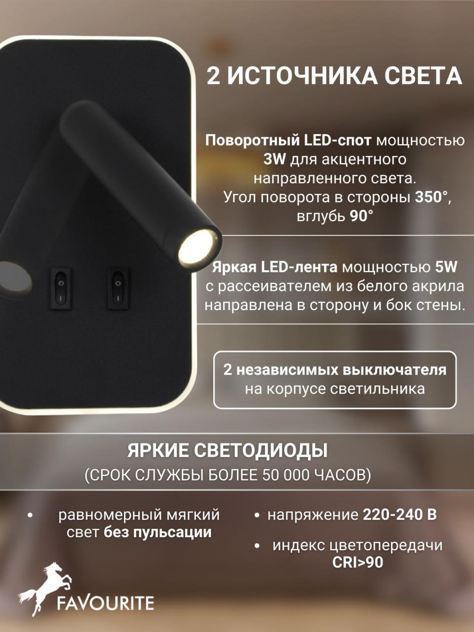 картинка Настенный светильник Bedside 4497-2W от магазина pro-decor.kz