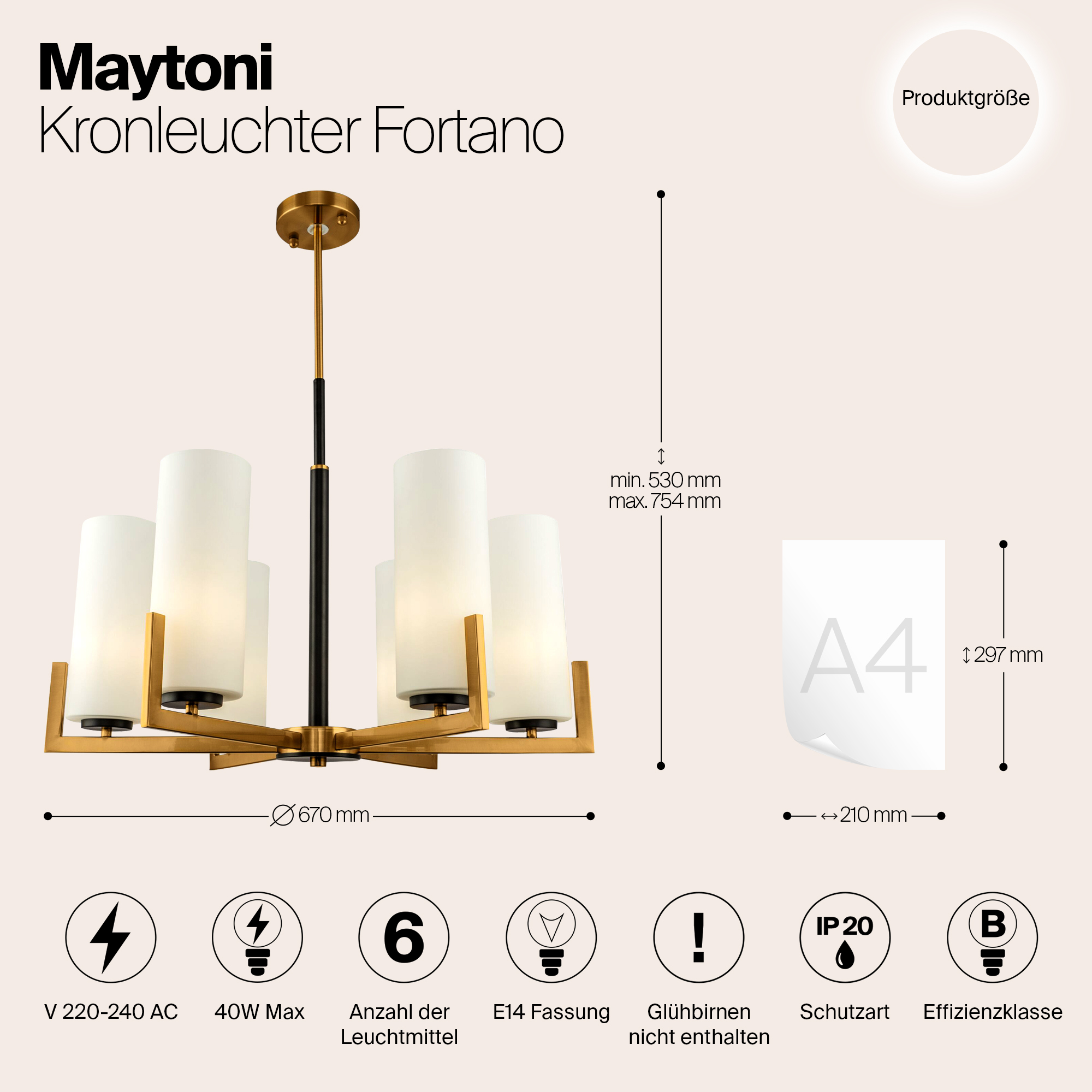 картинка Подвесная люстра Maytoni Fortano MOD089PL-06BS от магазина pro-decor.kz