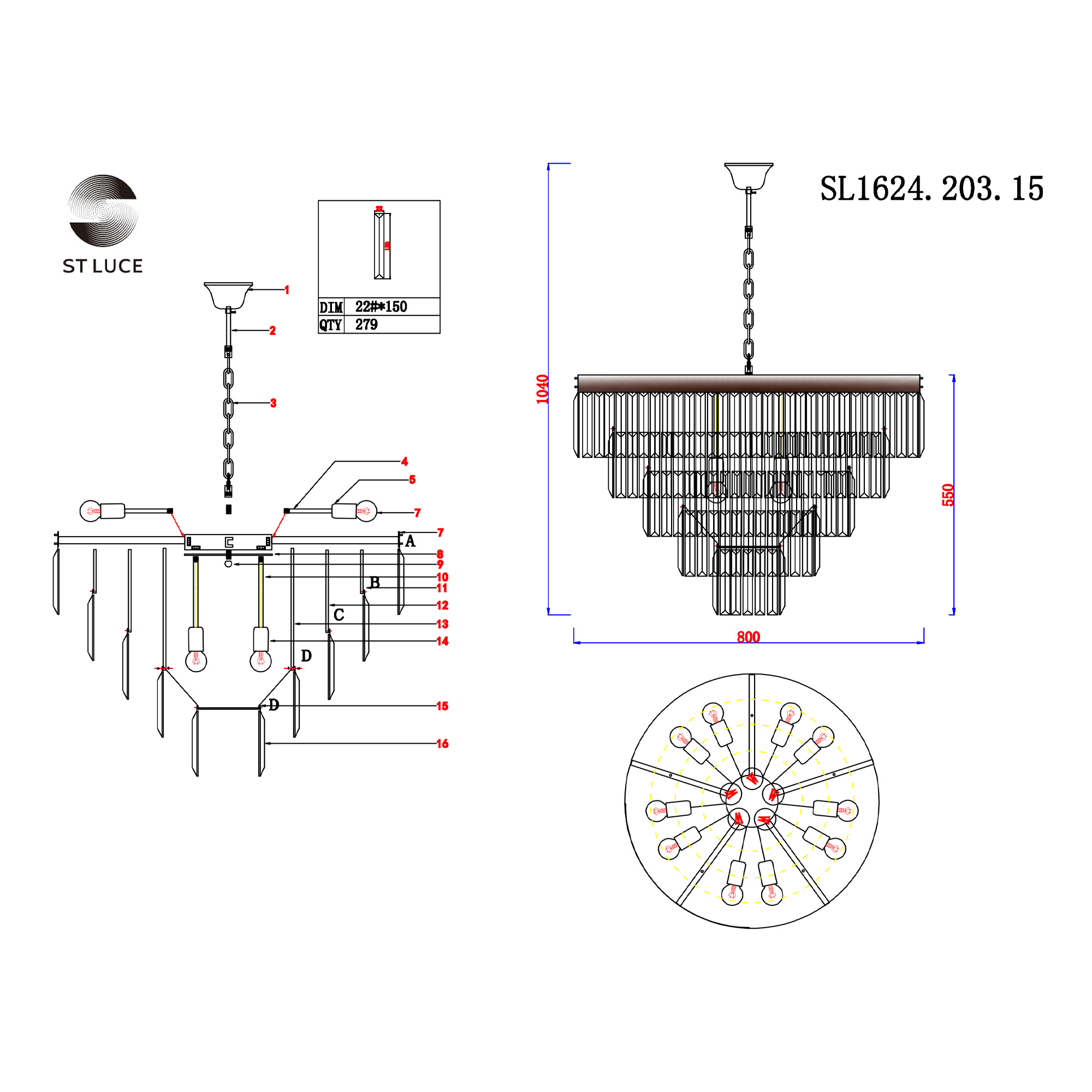 картинка Подвесная люстра ST Luce Ercolano SL1624.203.15 магазин pro-decor.kz являющийся официальным дистрибьютором в Казахстане картинка Подвесная люстра ST Luce Ercolano SL1624.203.15 от магазина pro-decor.kz