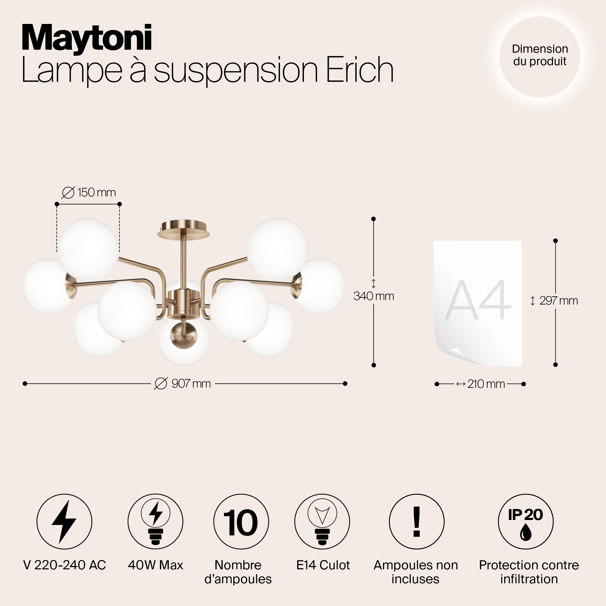 картинка Подвесной светильник Maytoni MOD221PL-10G от магазина pro-decor.kz