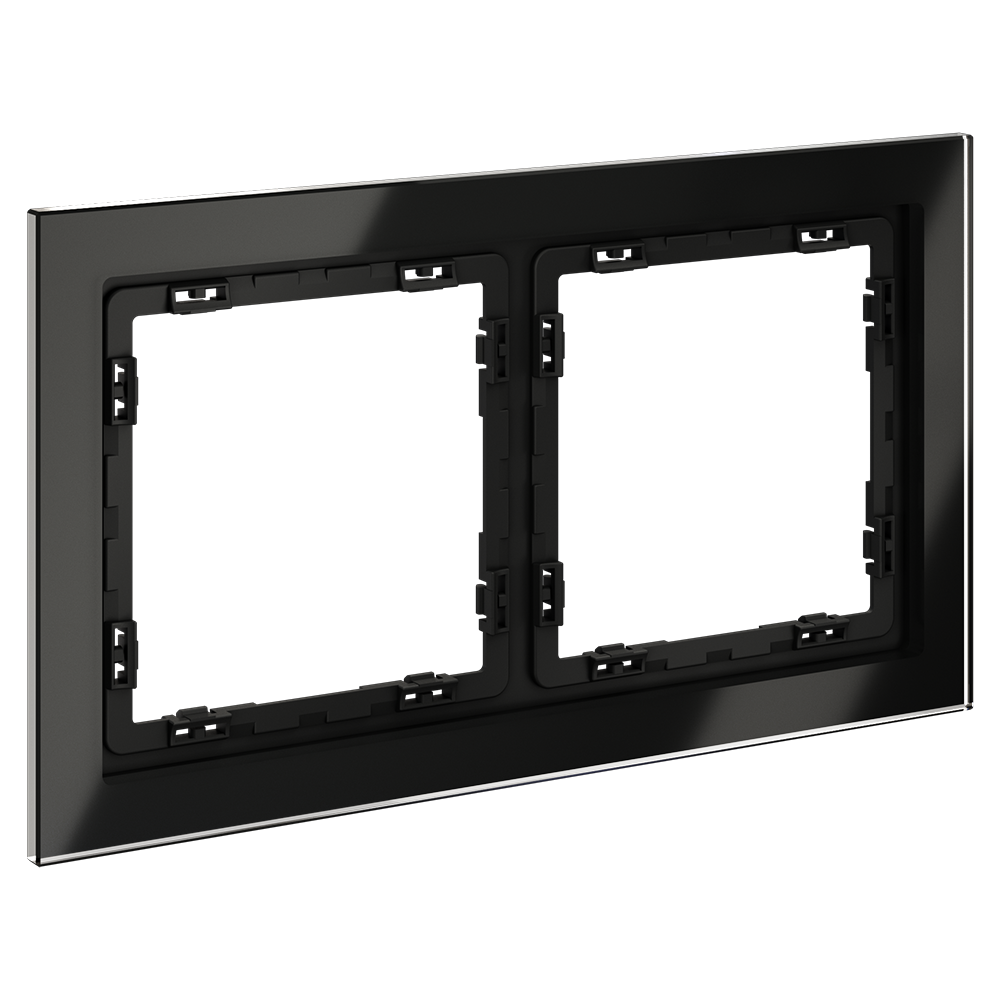 картинка Рамка стеклянная VOLTUM S70 на 2 поста, (черный,стекло) VLS110208 от магазина pro-decor.kz