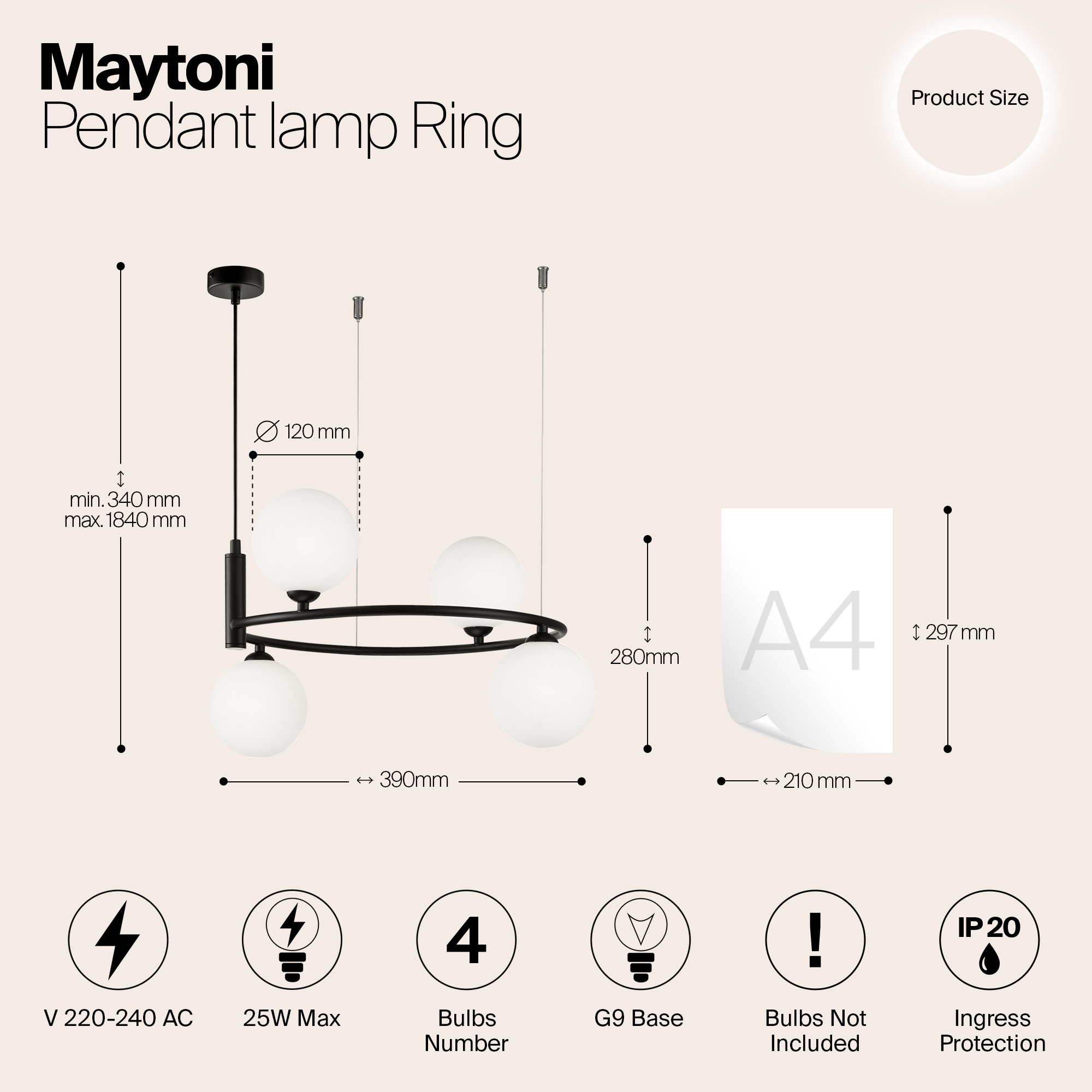 картинка Подвесная люстра Maytoni Ring MOD013PL-04B от магазина pro-decor.kz