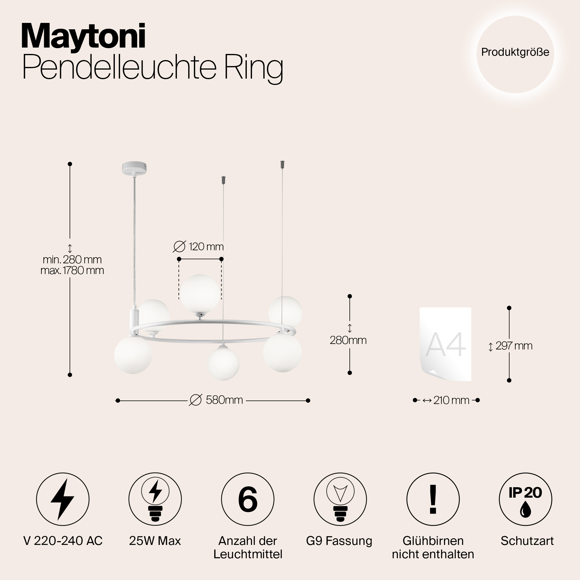 картинка Подвесная люстра Maytoni Ring MOD013PL-06W магазин pro-decor.kz являющийся официальным дистрибьютором в Казахстане картинка Подвесная люстра Maytoni Ring MOD013PL-06W от магазина pro-decor.kz