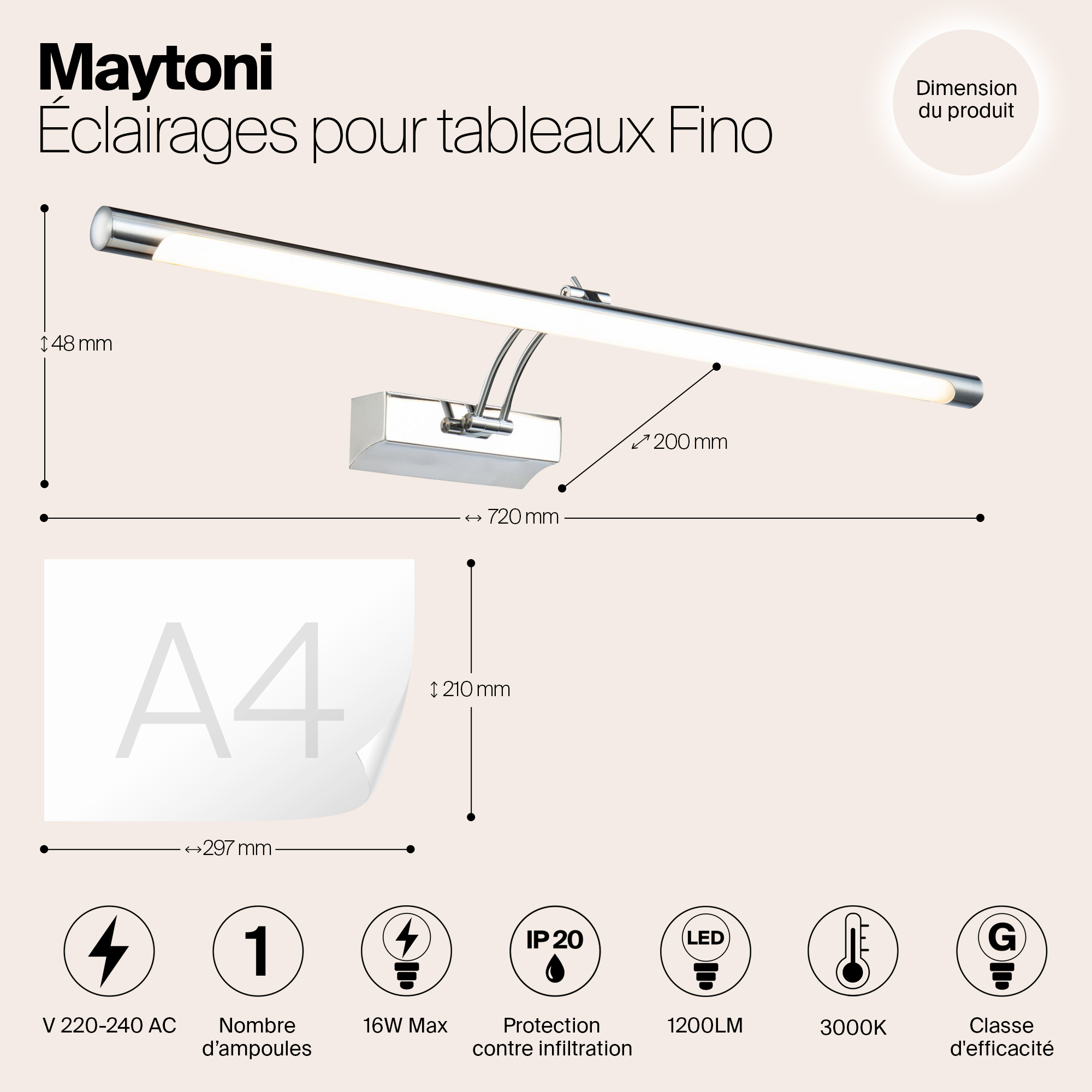 картинка Подсветка для картин Maytoni Fino MIR003WL-L16CH от магазина pro-decor.kz