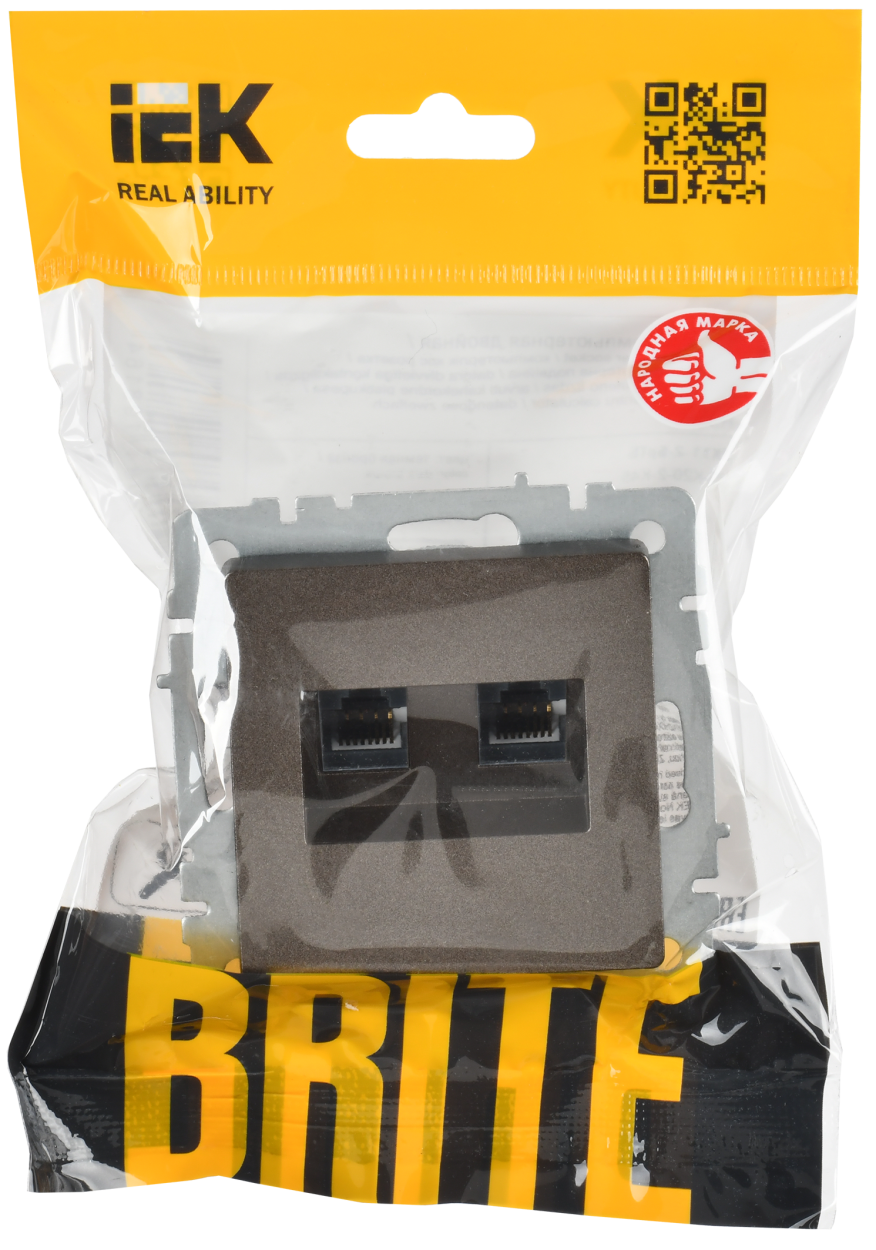 картинка BRITE Роз. комп. 2-ая RJ45 кат.6 РК11-2-БрТБ бр. IEK от магазина pro-decor.kz