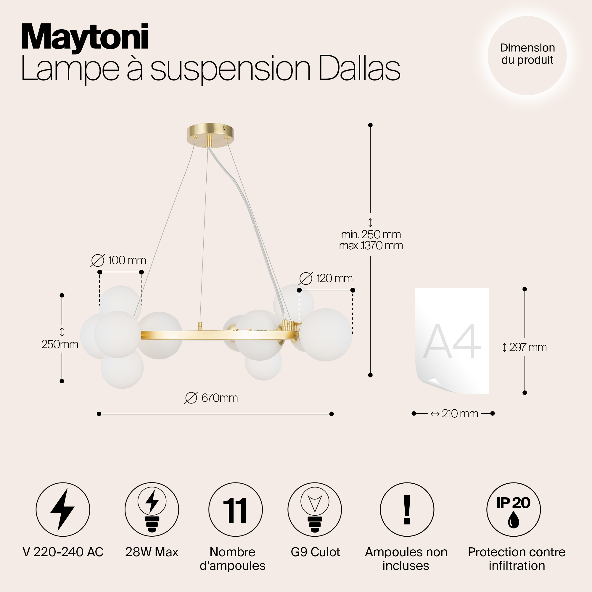 картинка Подвесной светильник Maytoni MOD545PL-11BS от магазина pro-decor.kz