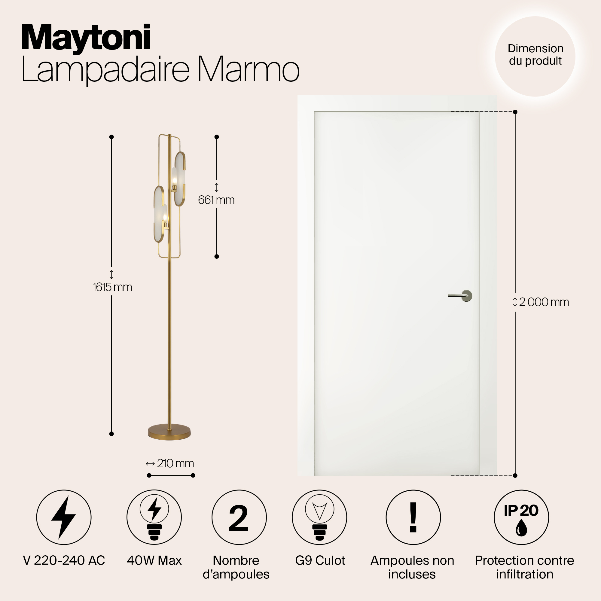 картинка Напольный светильник (торшер) Maytoni MOD099FL-02G от магазина pro-decor.kz