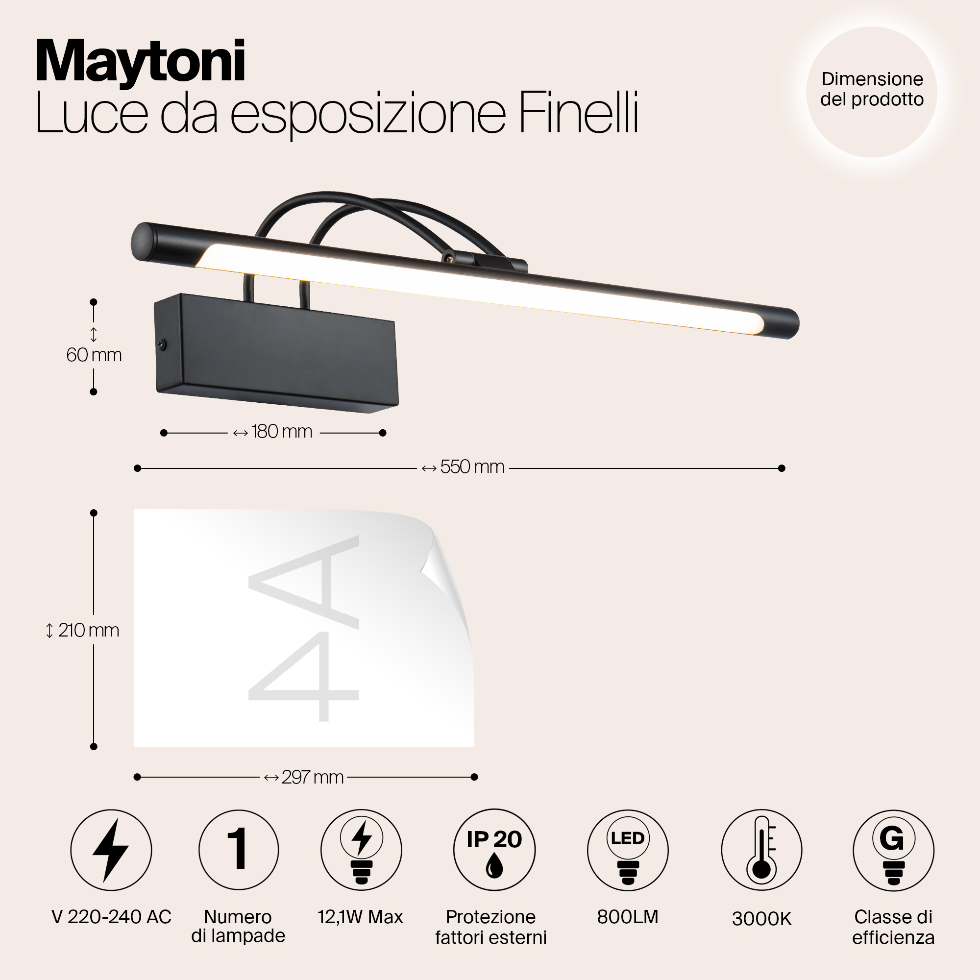 картинка Подсветка для картин Maytoni Finelli MIR004WL-L12B от магазина pro-decor.kz