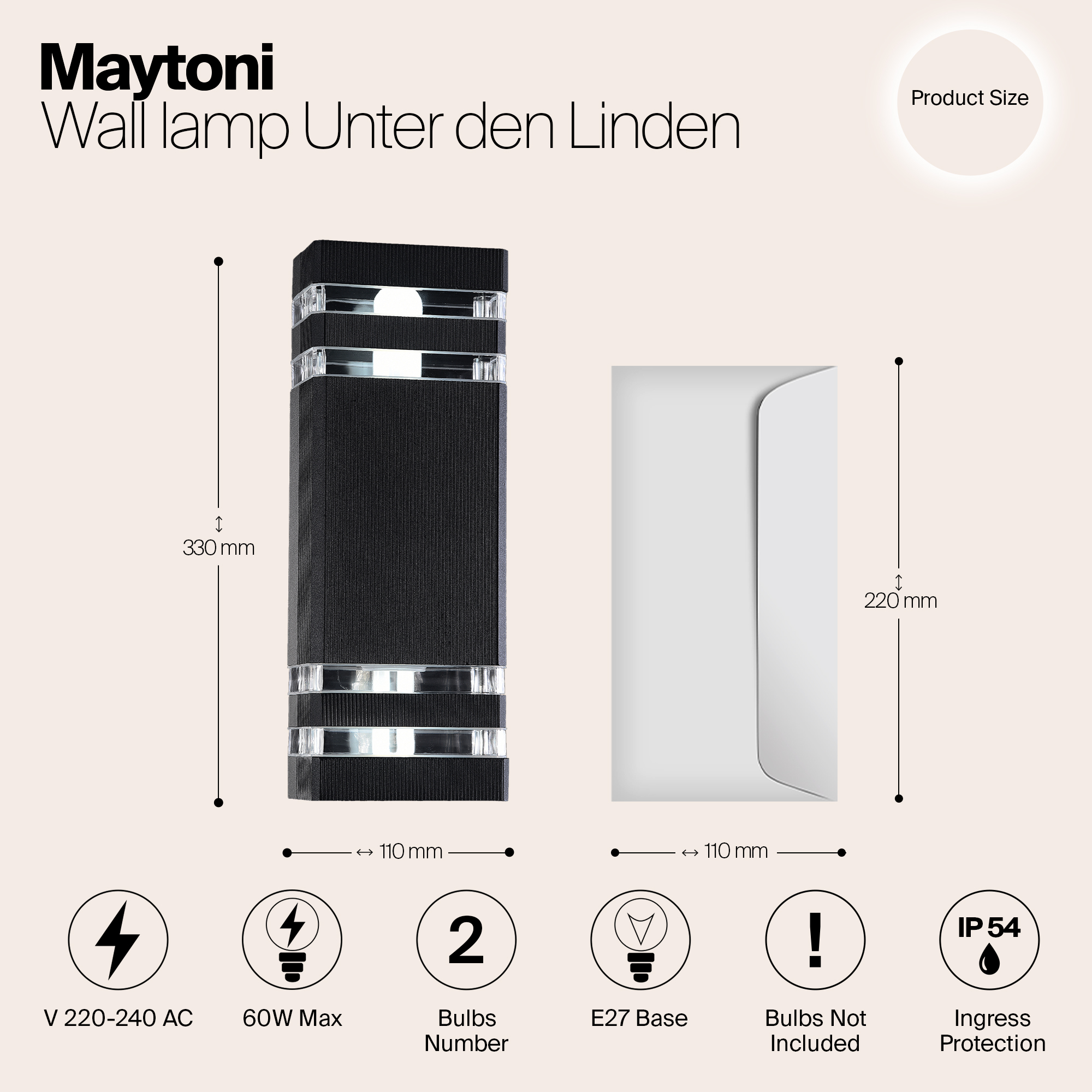 картинка Уличный настенный светильник Maytoni Unter den Linden O578WL-02B от магазина pro-decor.kz