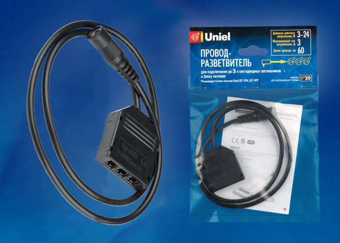картинка Аксессуары для монтажа светодиодных лент Uniel UCX-LJ3/E20-060 BLACK 1 POLYBAG от магазина pro-decor.kz