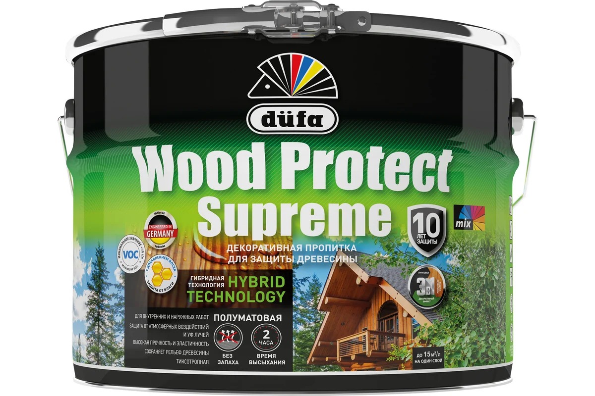 Купить Dufa Пропитка WOOD PROTECT Supreme, бесцветная 9л Dufa Пропитка WOOD PROTECT Supreme, бесцветная 9л