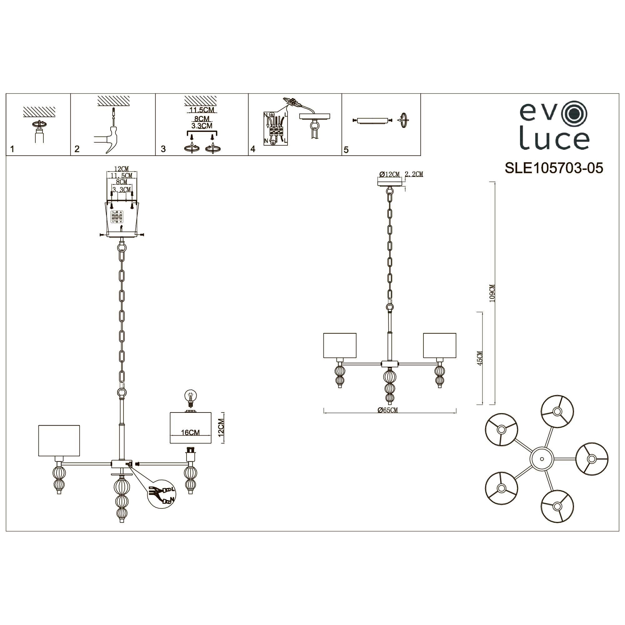 картинка Подвесная люстра Evoluce Ramer SLE105703-05 от магазина pro-decor.kz