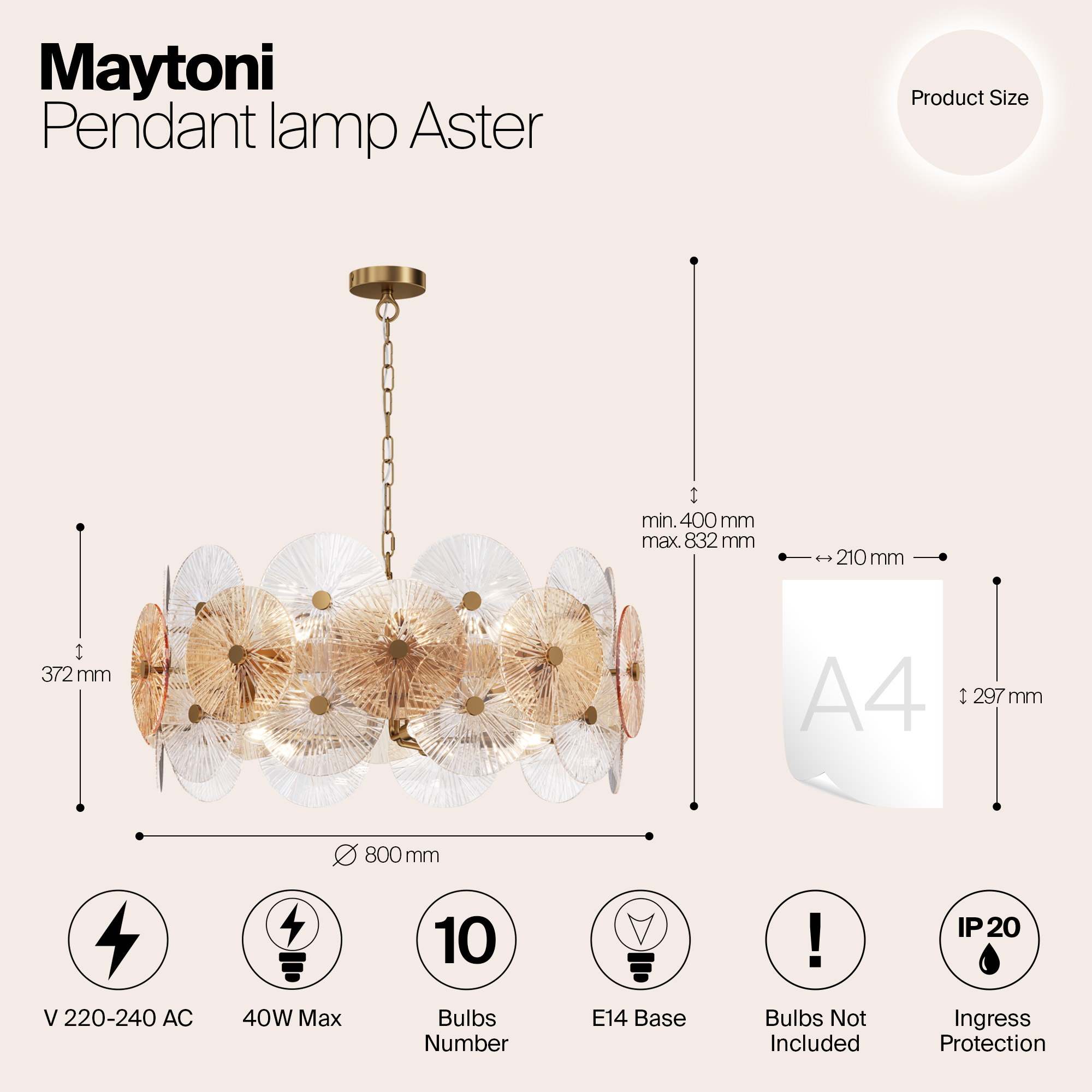 картинка Подвесной светильник Maytoni MOD007PL-10G от магазина pro-decor.kz