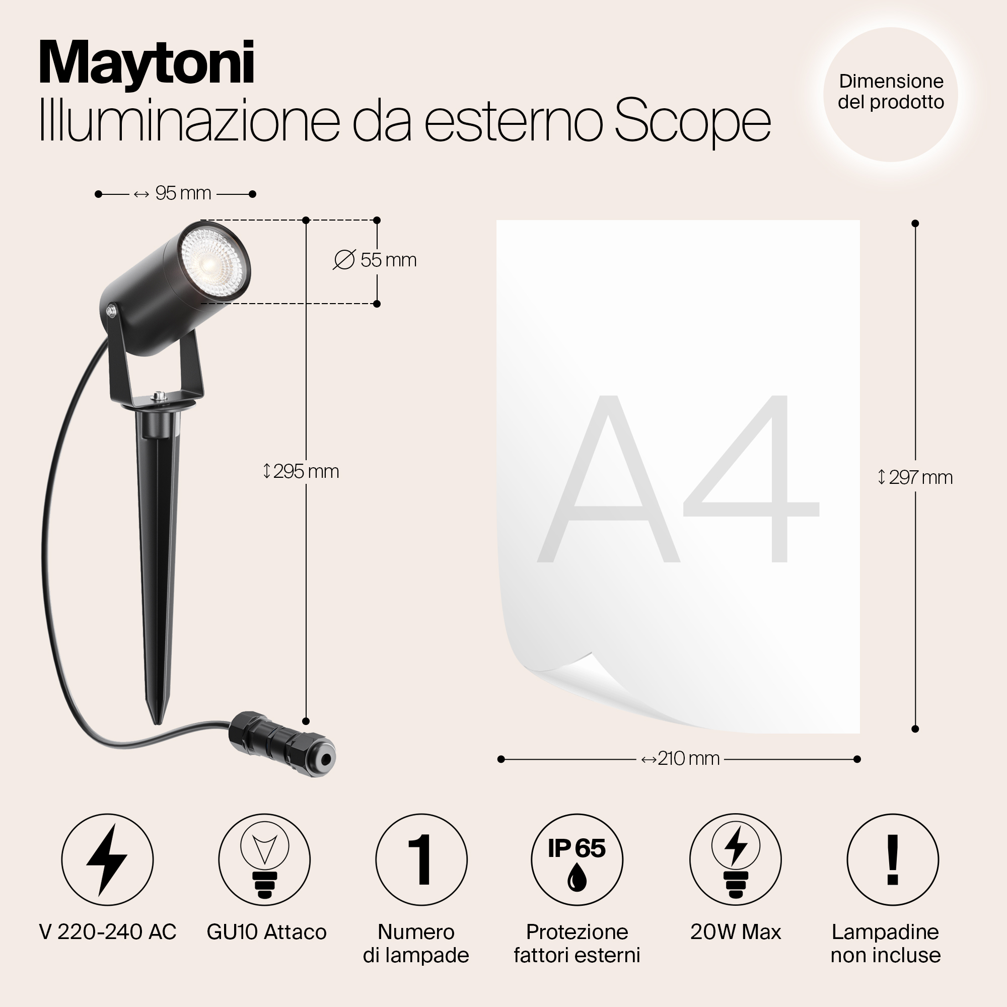 картинка Ландшафтный светильник Maytoni Scope O025FL-01B от магазина pro-decor.kz