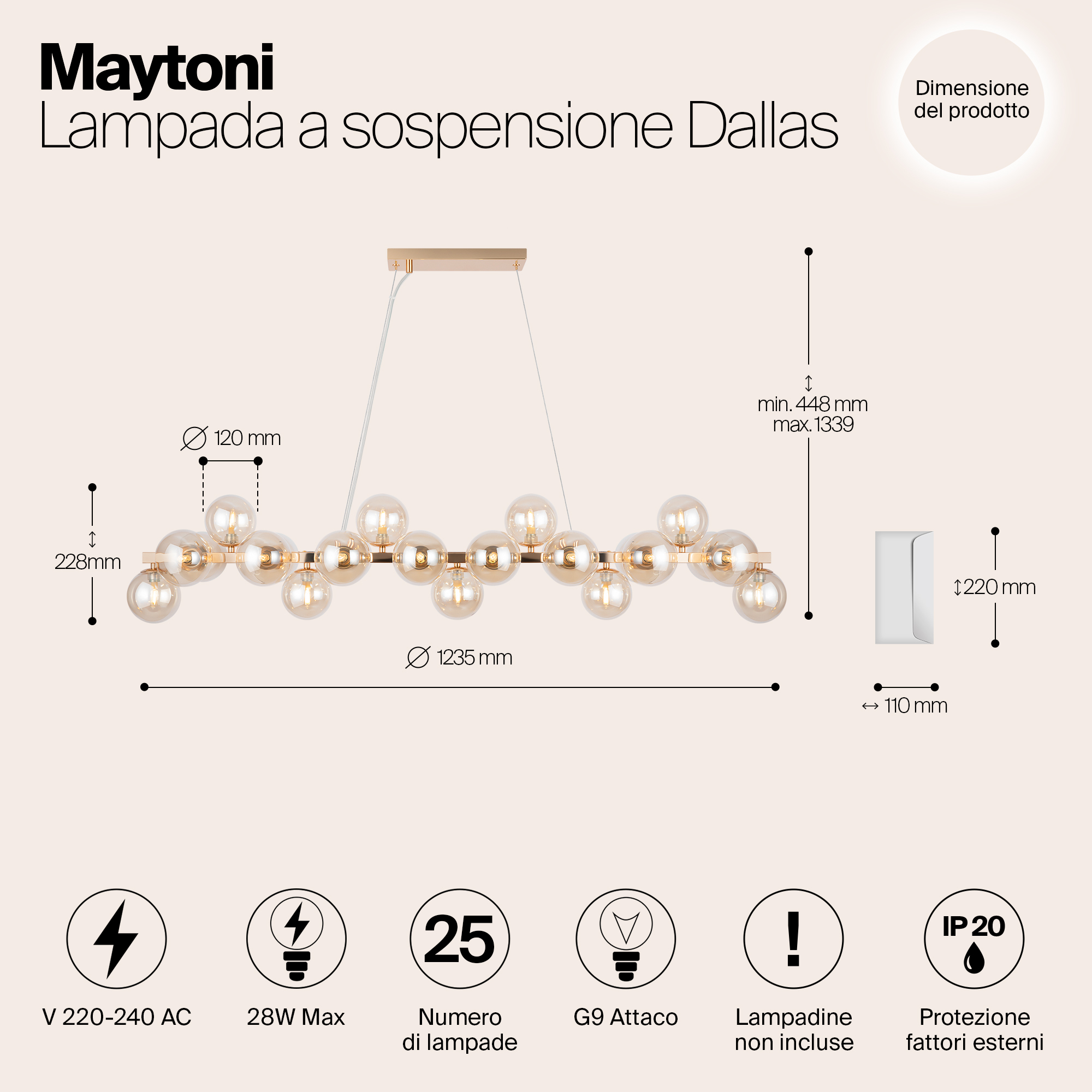 картинка Подвесная люстра Maytoni Dallas MOD547PL-25G от магазина pro-decor.kz