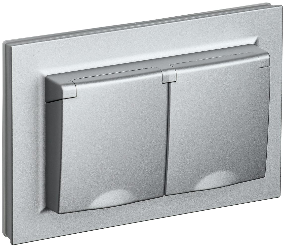 картинка BRITE Роз. 2-я с кр. 16А в сб IP44 РСбш12-3-44-БрА алюм. IEK от магазина pro-decor.kz