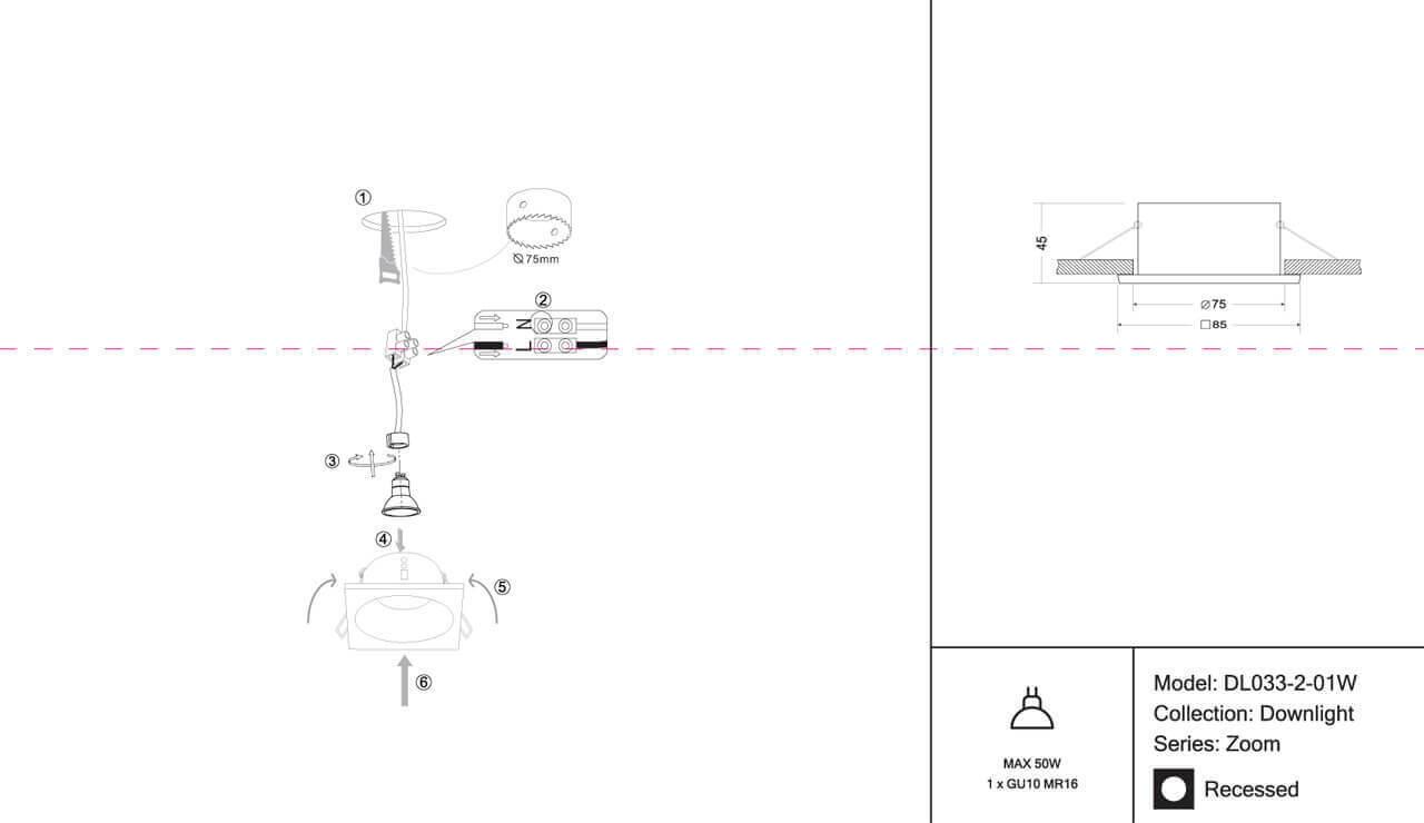 картинка Встраиваемый светильник Maytoni Zoom DL033-2-01W от магазина pro-decor.kz