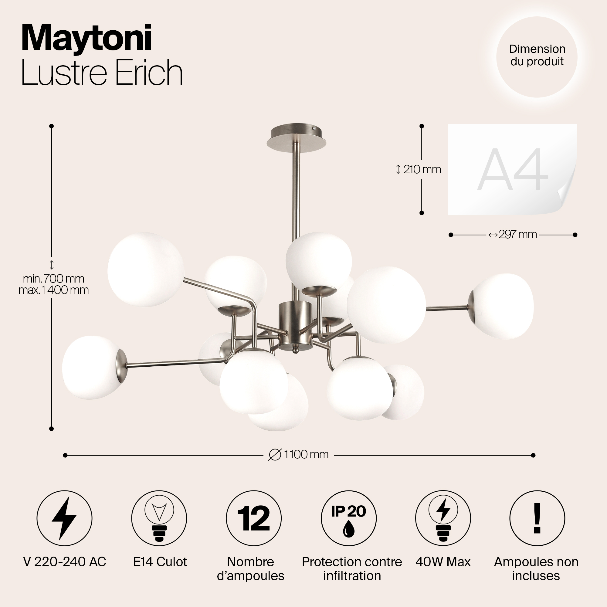 картинка Подвесная люстра Maytoni Erich MOD221-PL-12-N от магазина pro-decor.kz