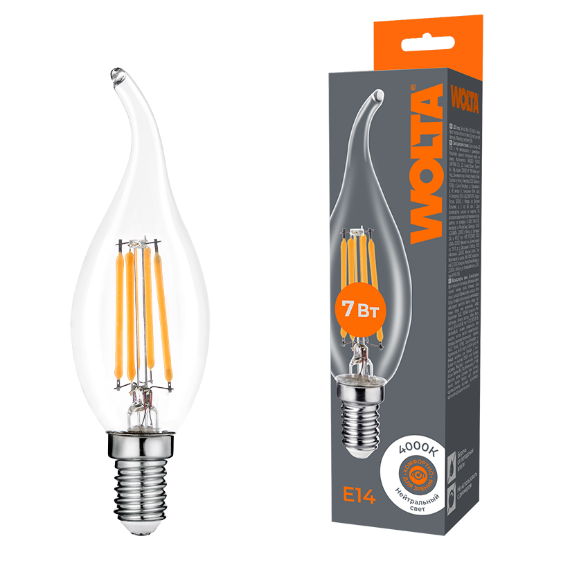 картинка Светодиодная лампа WOLTA Filament WF-CT35-7W4KE14 от магазина pro-decor.kz