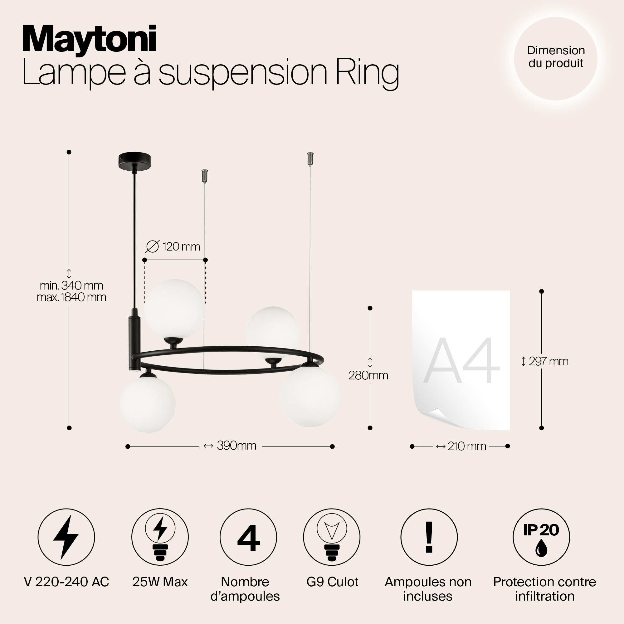картинка Подвесная люстра Maytoni Ring MOD013PL-04B от магазина pro-decor.kz