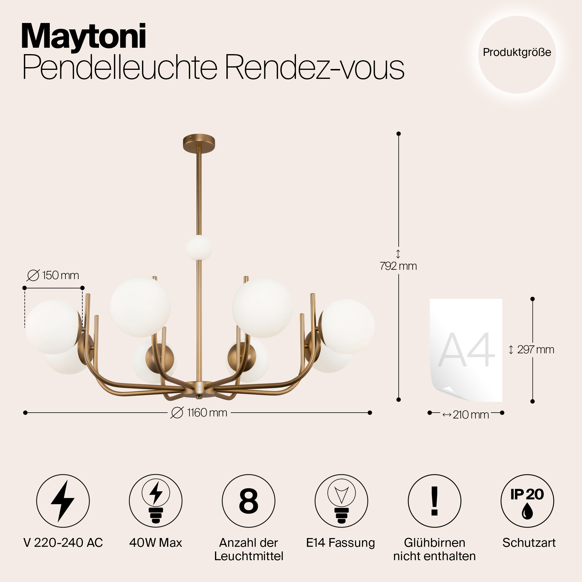 картинка Подвесной светильник Maytoni MOD109PL-08BS от магазина pro-decor.kz
