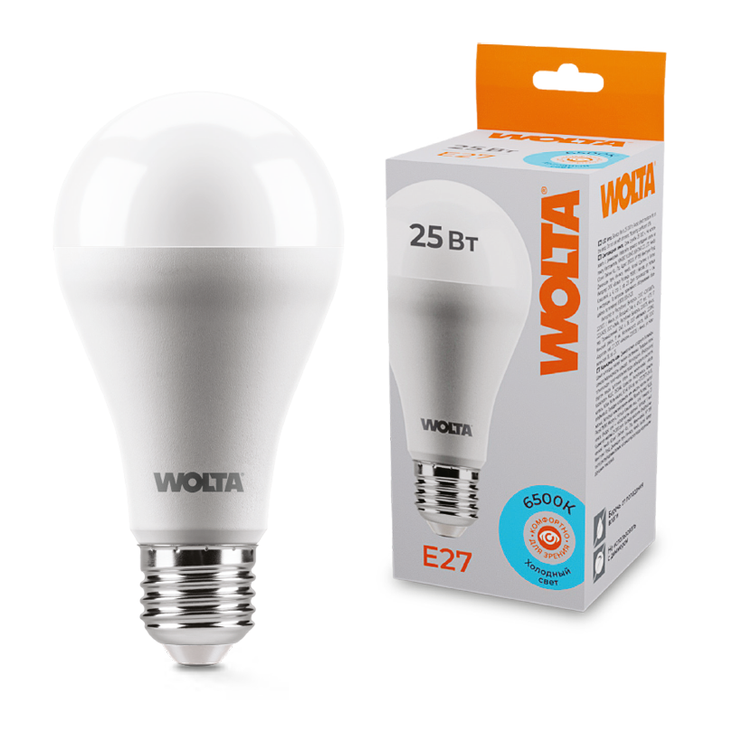картинка Светодиодная лампа WOLTA 25W67BL25E27  Груша  A67 25Вт 2100лм 6500К Е27 1/50 от магазина pro-decor.kz