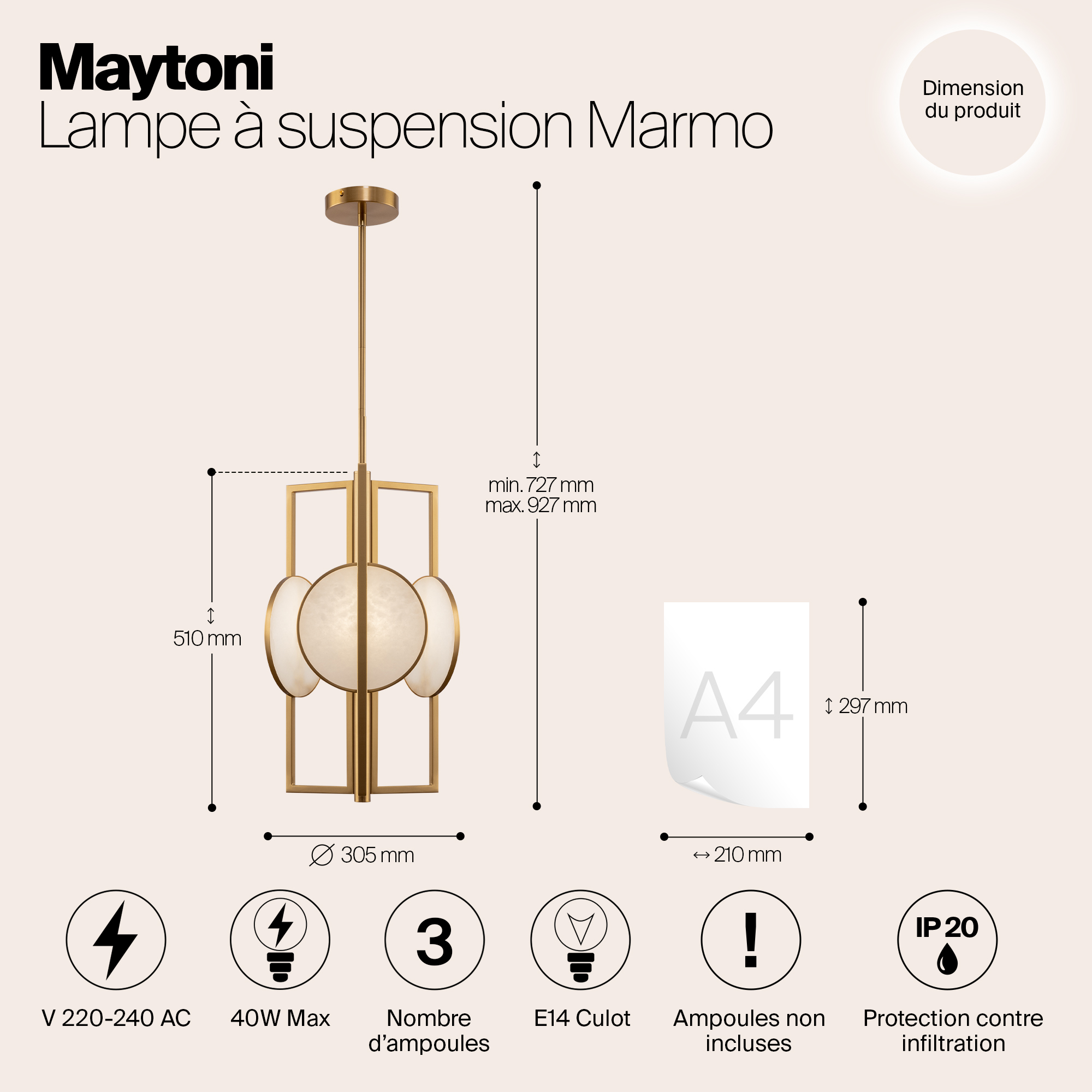 картинка Подвесной светильник Maytoni MOD099PL-03G от магазина pro-decor.kz