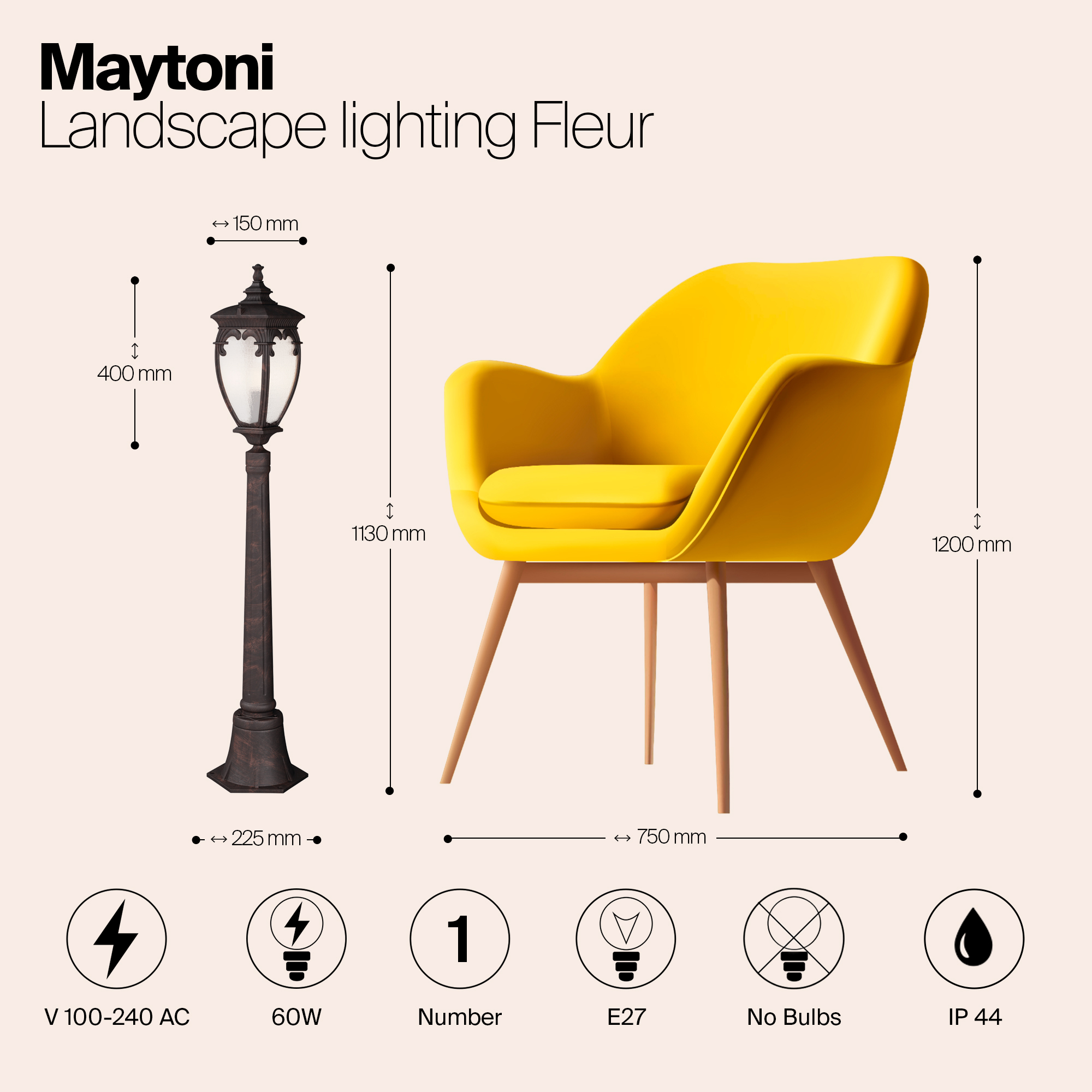 картинка Ландшафтный светильник Maytoni Fleur O414FL-01BZ1 от магазина pro-decor.kz