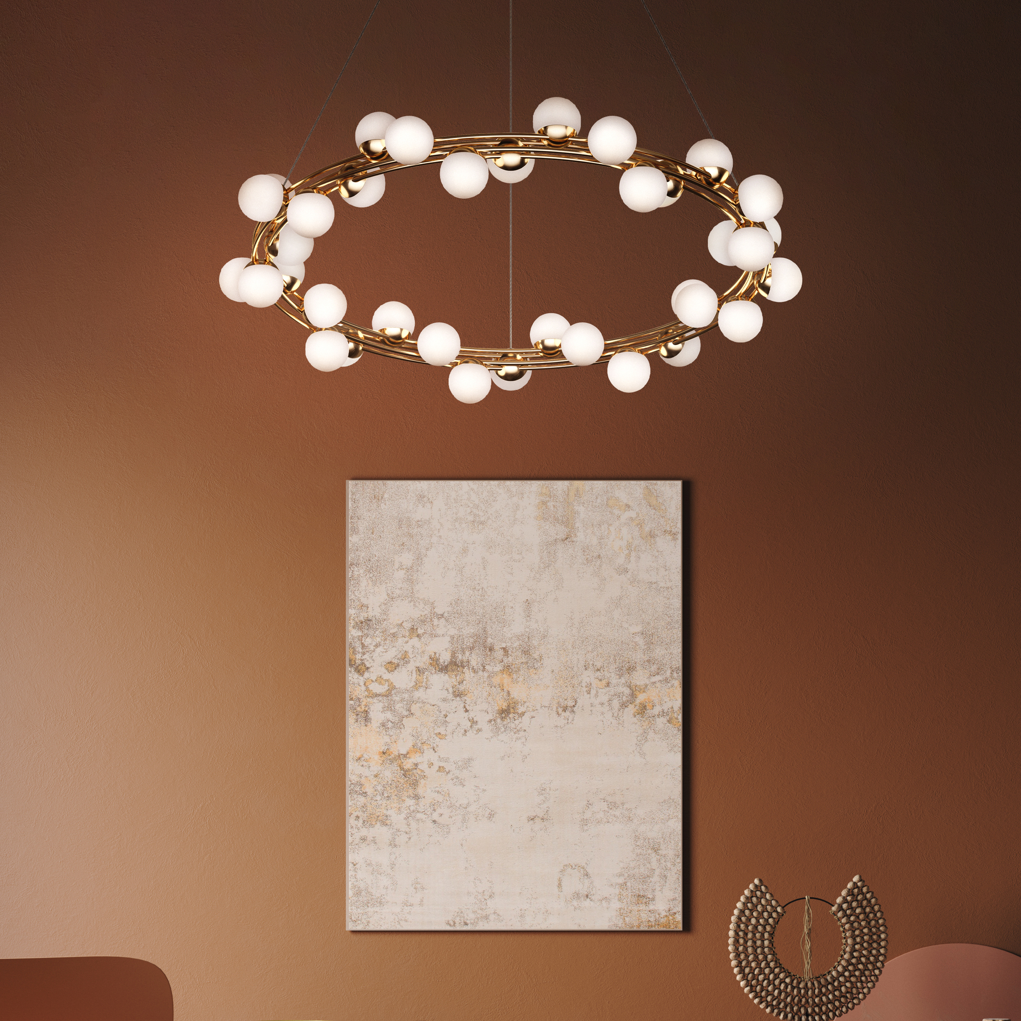 картинка Подвесная светодиодная люстра Maytoni Tessara MOD081PL-L50G3K от магазина pro-decor.kz