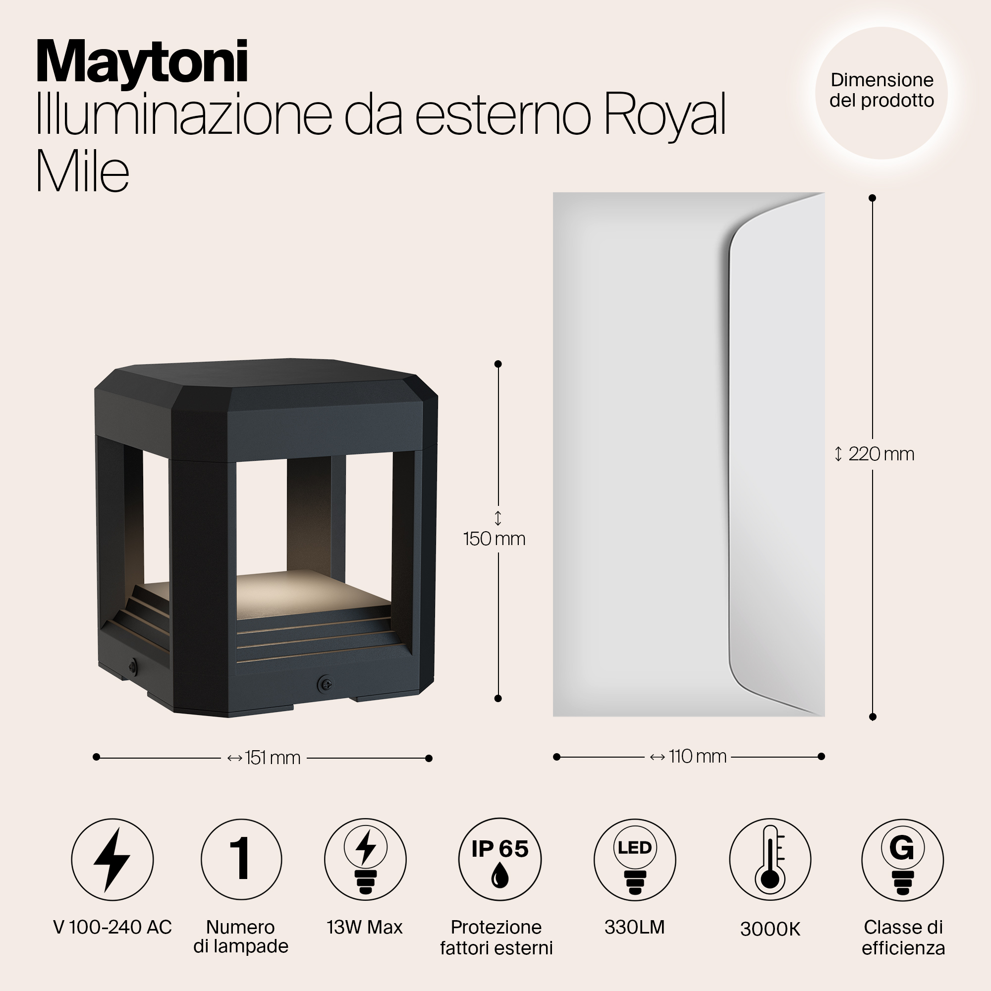 картинка Ландшафтный светодиодный светильник Maytoni Royal Mile O019FL-L13GR3K от магазина pro-decor.kz