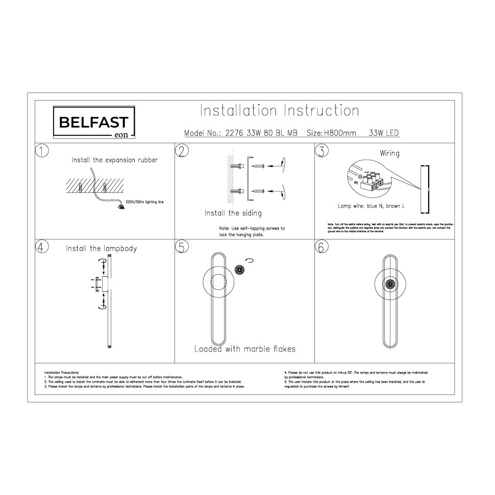 картинка Настенный светильник Belfast Ravenhill 2276 33W 80 BL MB  от магазина pro-decor.kz